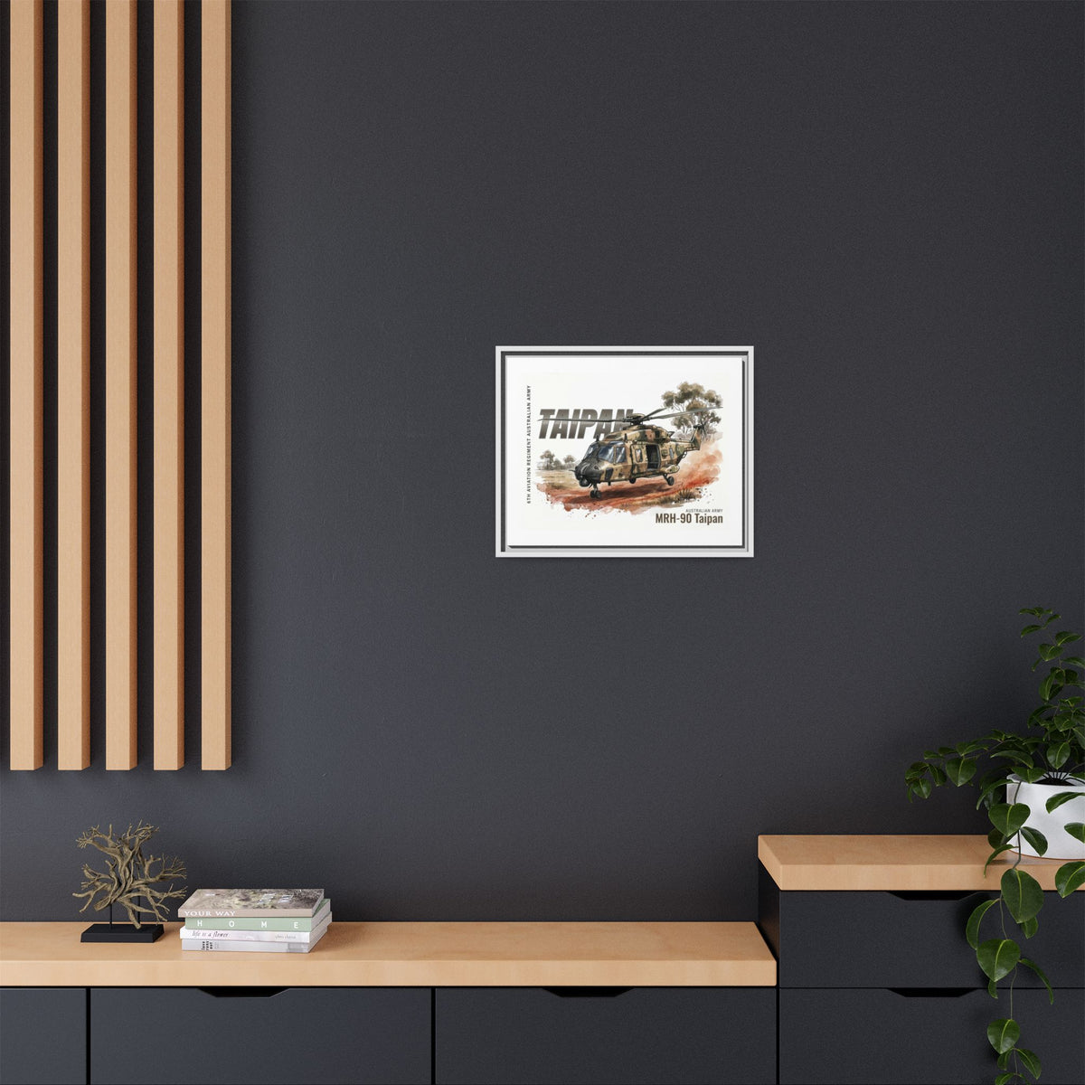 MRH-90 Taipan Helicopter Matte Canvas Framed Print — Australian Army Aviation Art