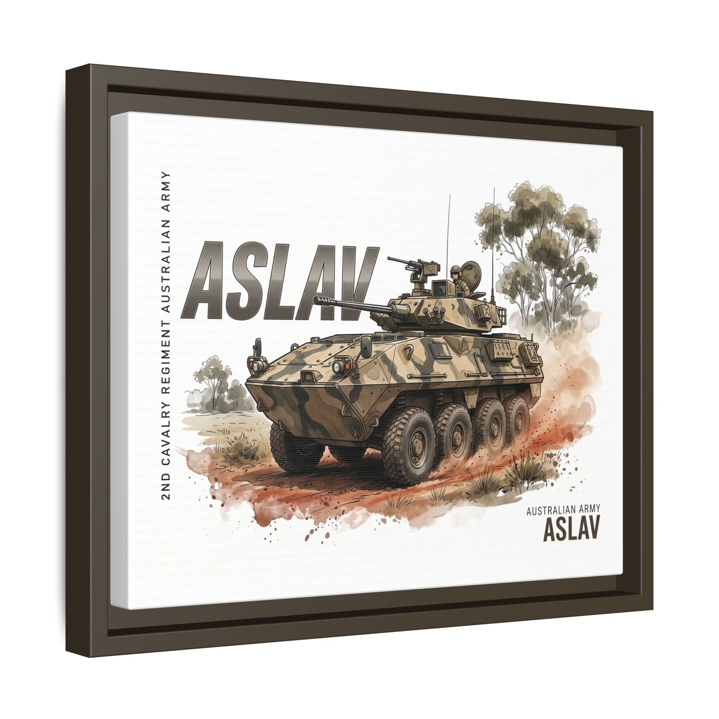 ASLAV Armored Vehicle Matte Canvas Framed Print — Australian Army Military Art