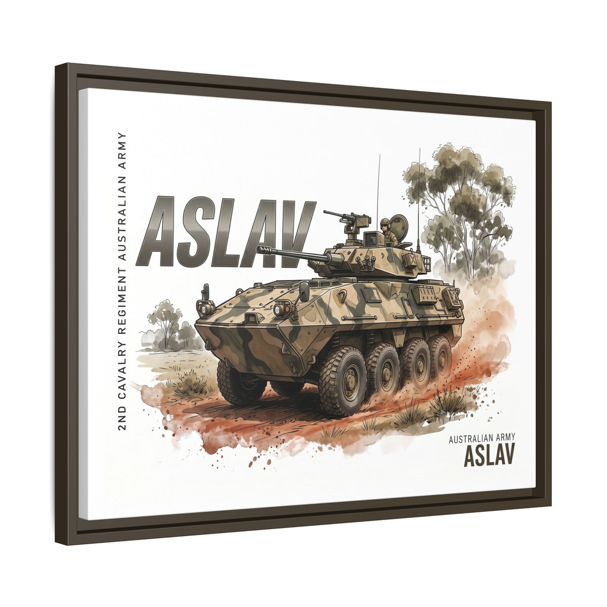 ASLAV Armored Vehicle Matte Canvas Framed Print — Australian Army Military Art