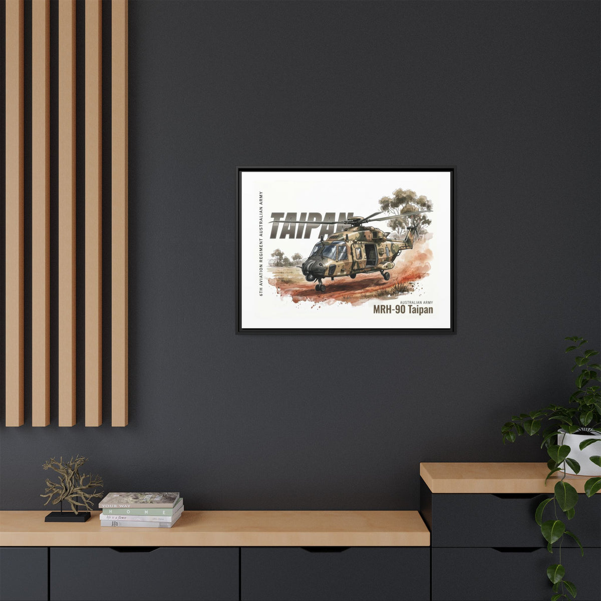 MRH-90 Taipan Helicopter Matte Canvas Framed Print — Australian Army Aviation Art