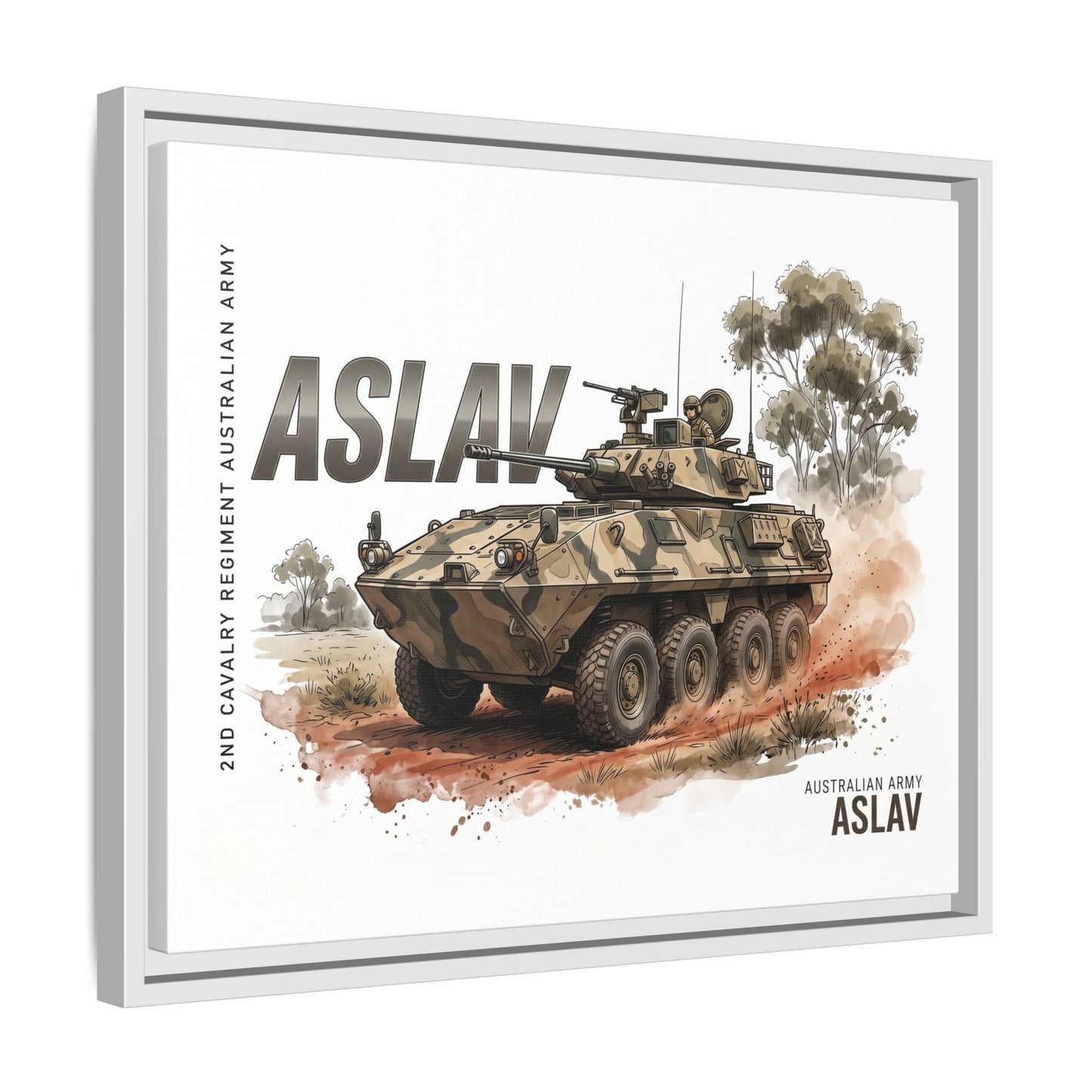 ASLAV Armored Vehicle Matte Canvas Framed Print — Australian Army Military Art