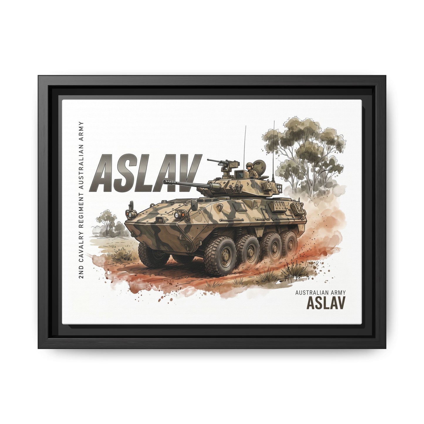 ASLAV Armored Vehicle Matte Canvas Framed Print — Australian Army Military Art