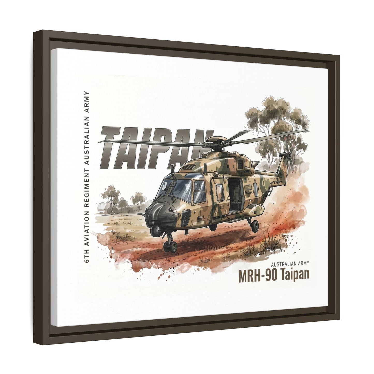 MRH-90 Taipan Helicopter Matte Canvas Framed Print — Australian Army Aviation Art