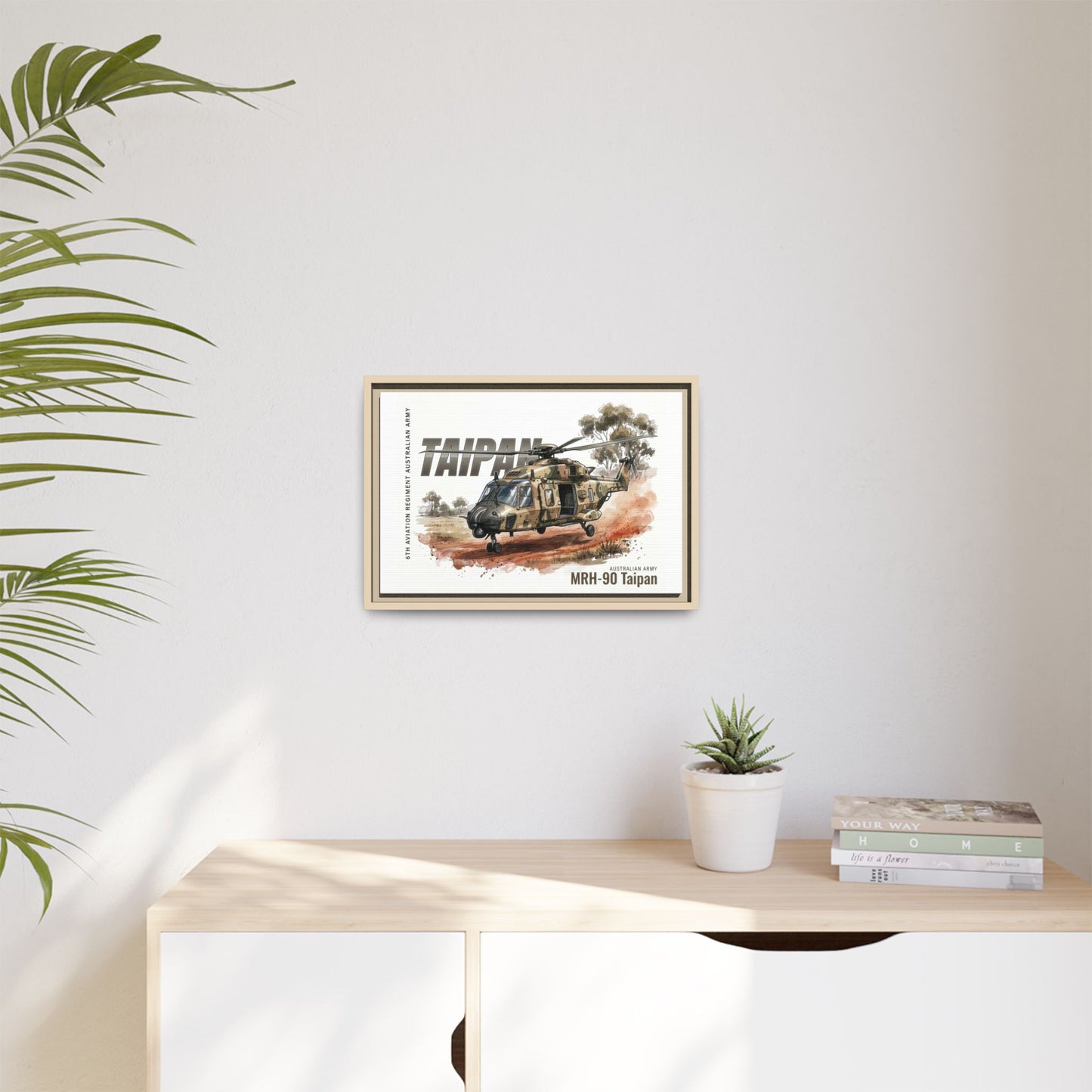 MRH-90 Taipan Helicopter Matte Canvas Framed Print — Australian Army Aviation Art
