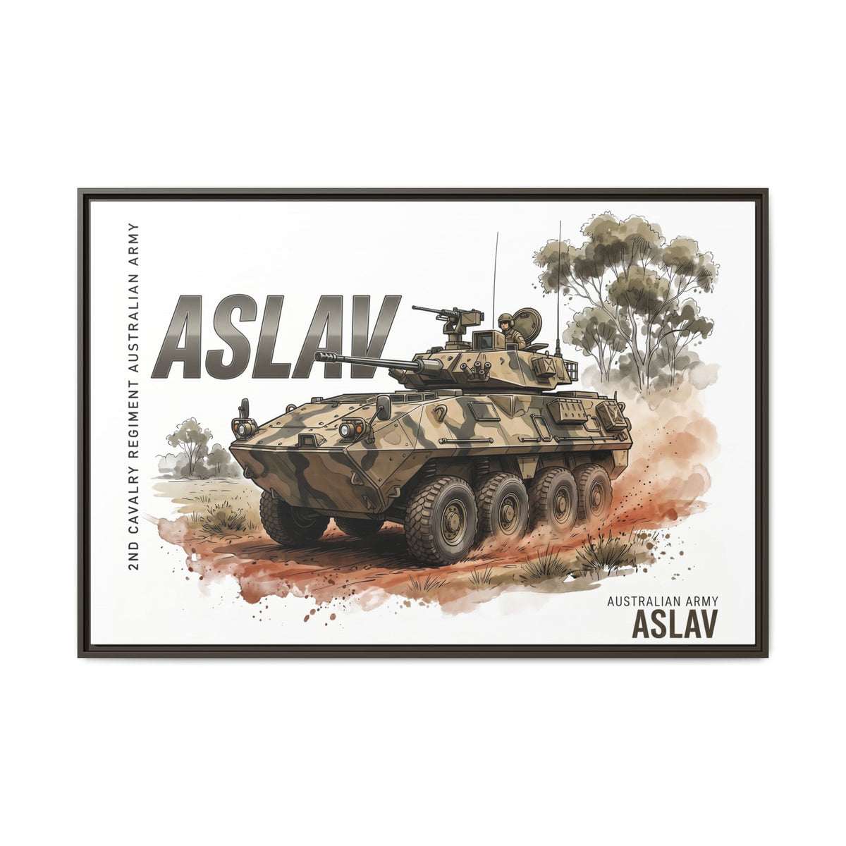 ASLAV Armored Vehicle Matte Canvas Framed Print — Australian Army Military Art