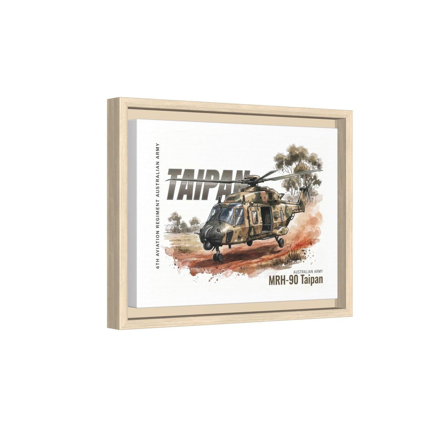 MRH-90 Taipan Helicopter Matte Canvas Framed Print — Australian Army Aviation Art