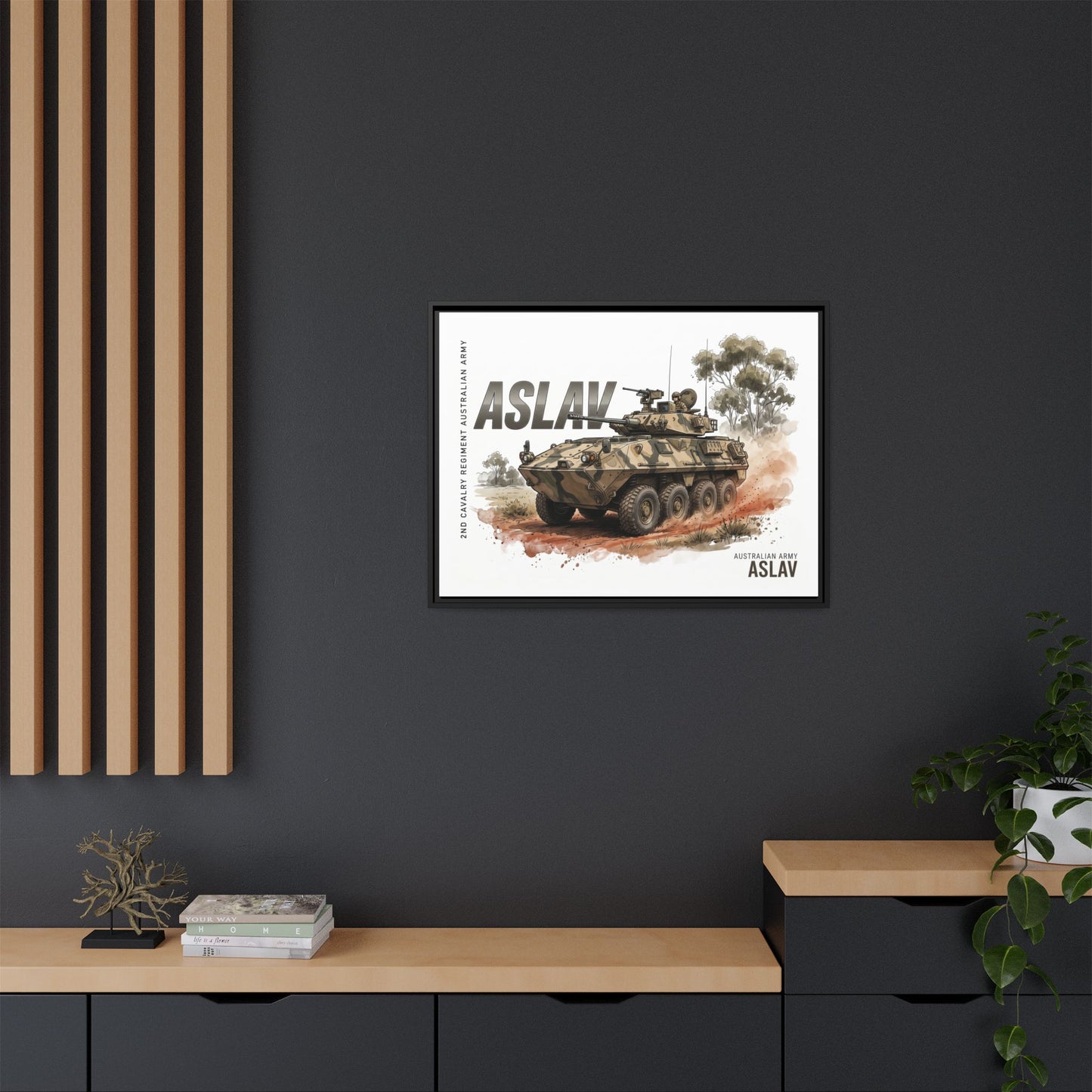 ASLAV Armored Vehicle Matte Canvas Framed Print — Australian Army Military Art