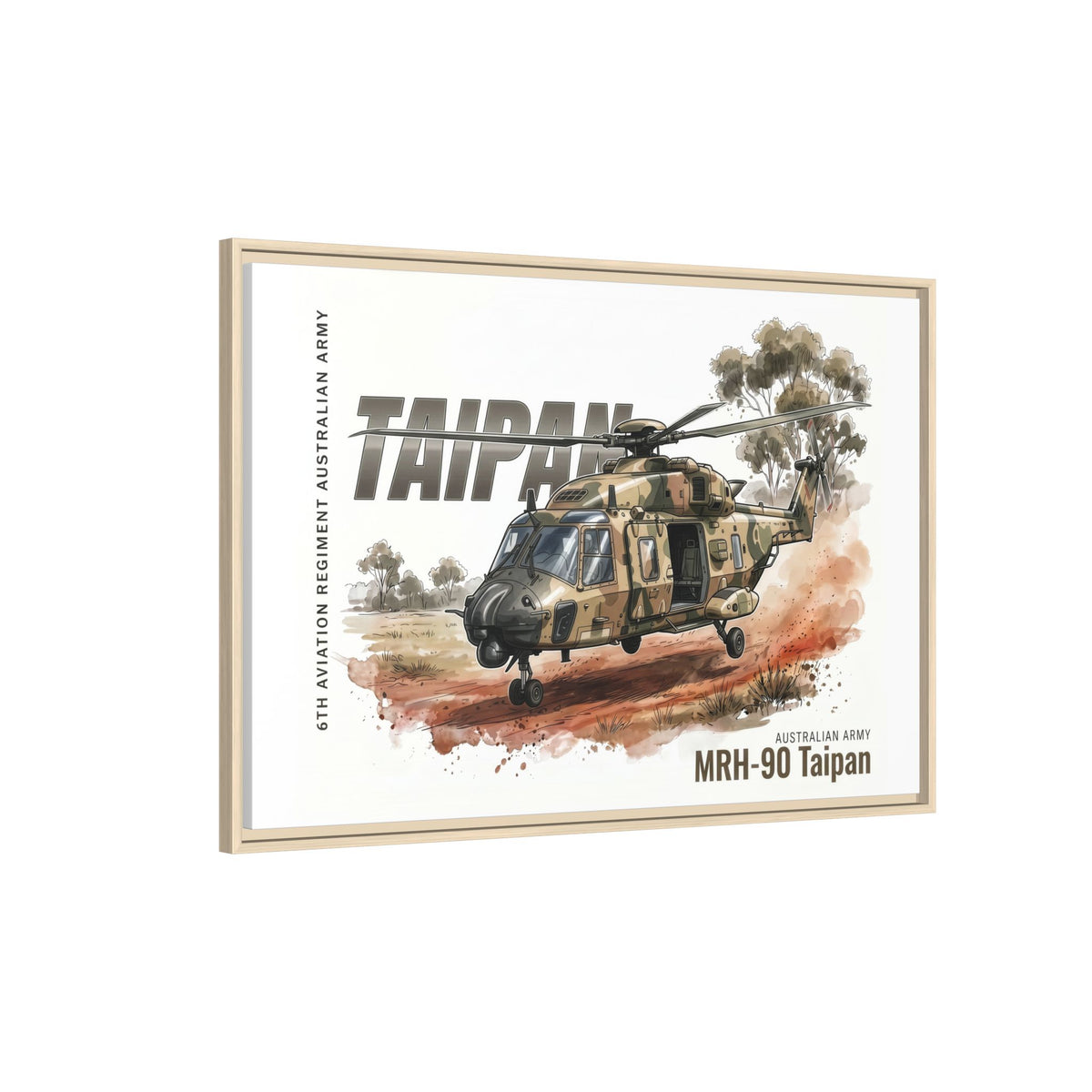 MRH-90 Taipan Helicopter Matte Canvas Framed Print — Australian Army Aviation Art