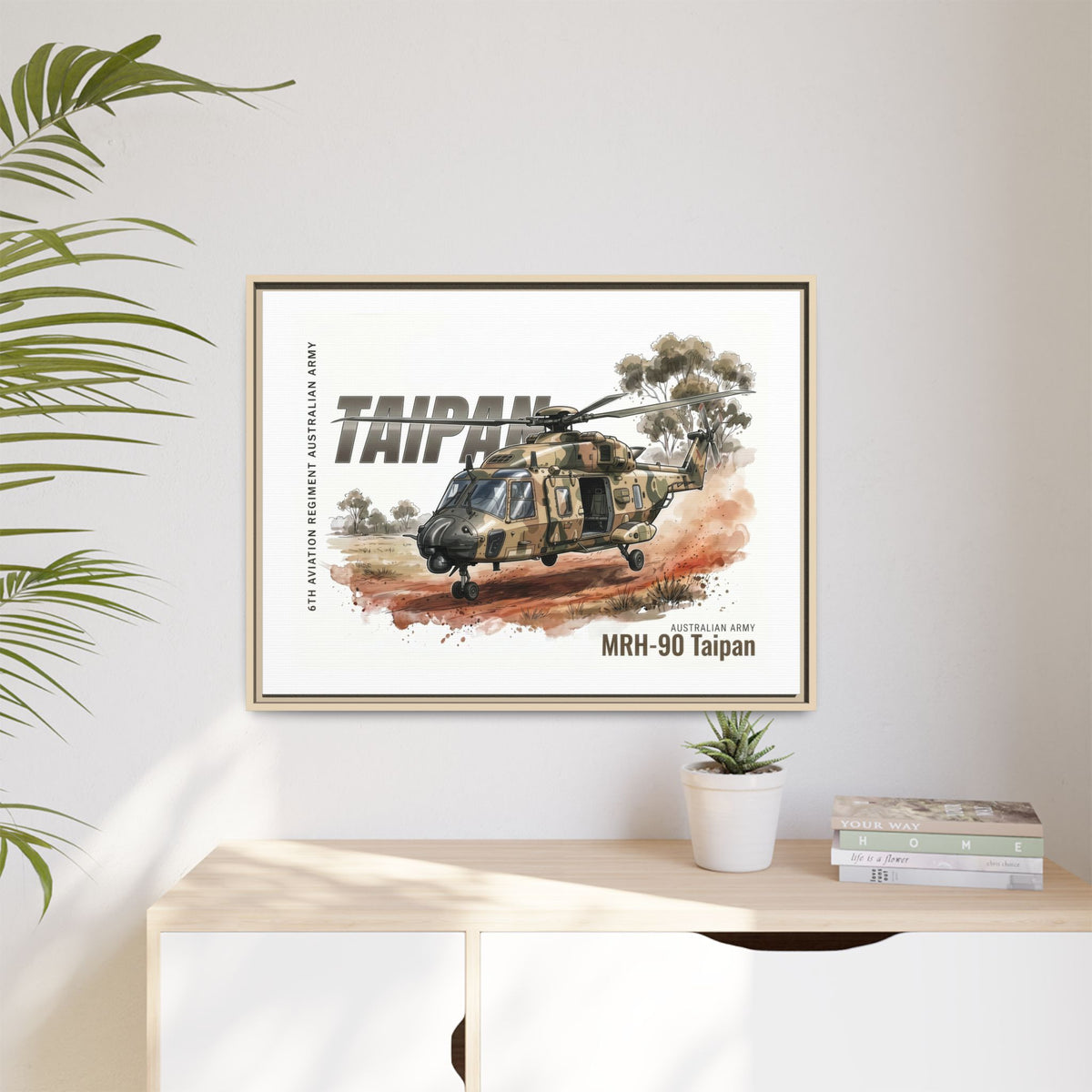MRH-90 Taipan Helicopter Matte Canvas Framed Print — Australian Army Aviation Art
