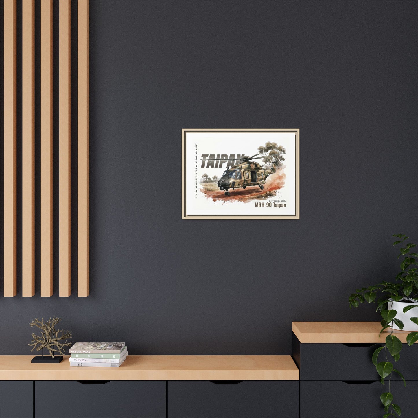 MRH-90 Taipan Helicopter Matte Canvas Framed Print — Australian Army Aviation Art