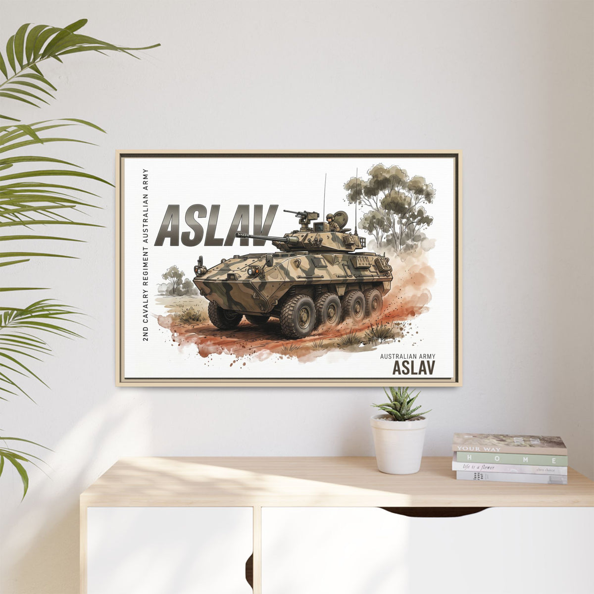 ASLAV Armored Vehicle Matte Canvas Framed Print — Australian Army Military Art