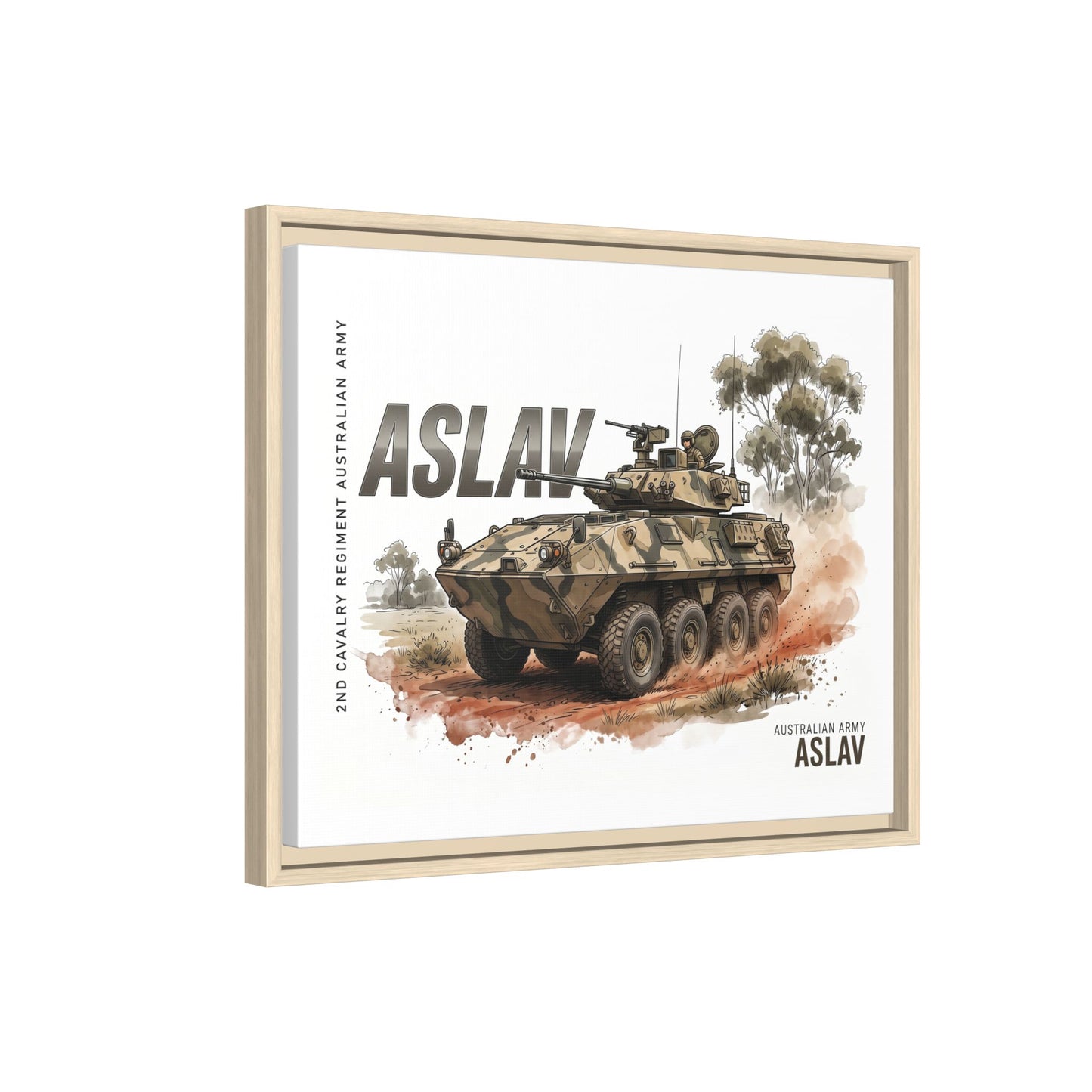 ASLAV Armored Vehicle Matte Canvas Framed Print — Australian Army Military Art