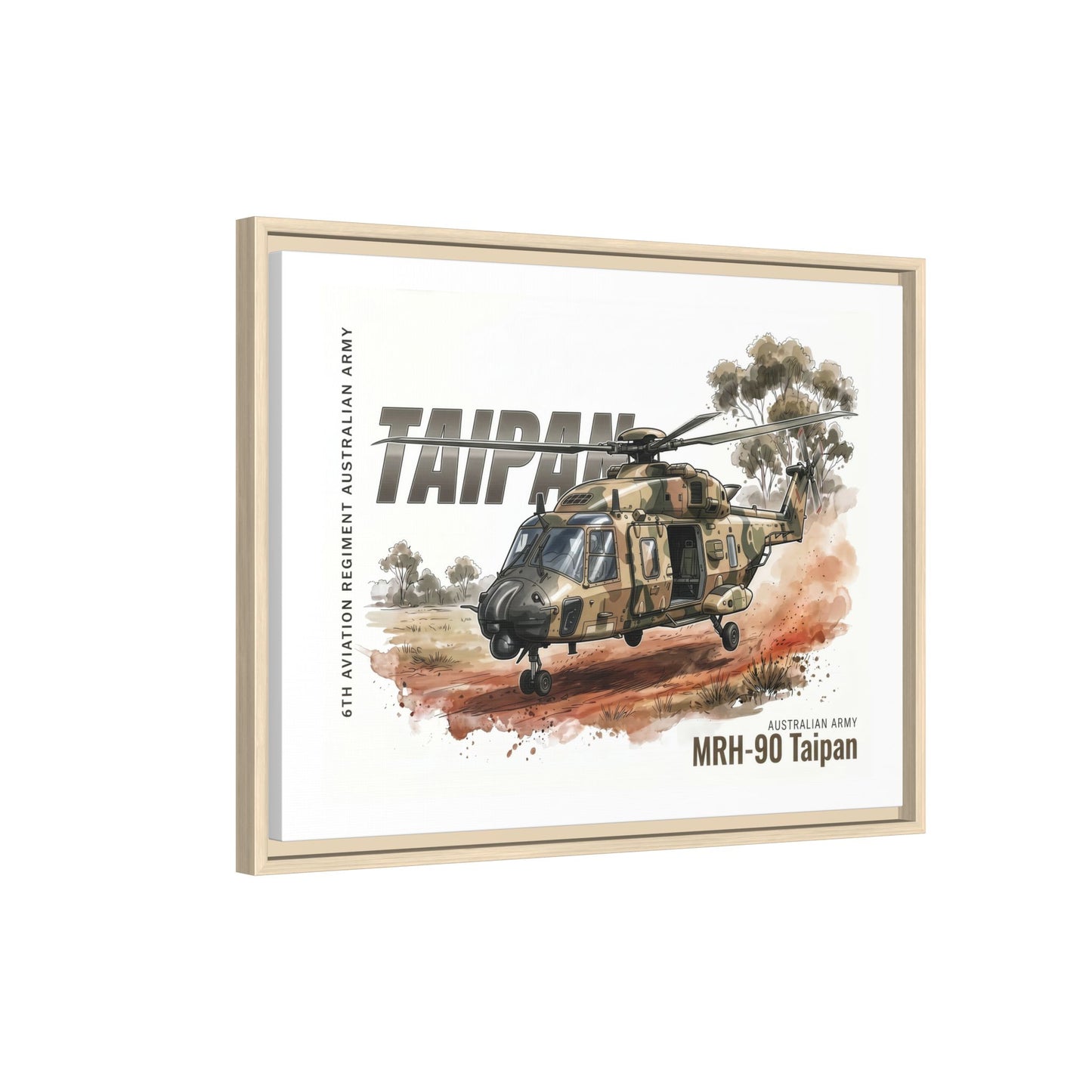 MRH-90 Taipan Helicopter Matte Canvas Framed Print — Australian Army Aviation Art