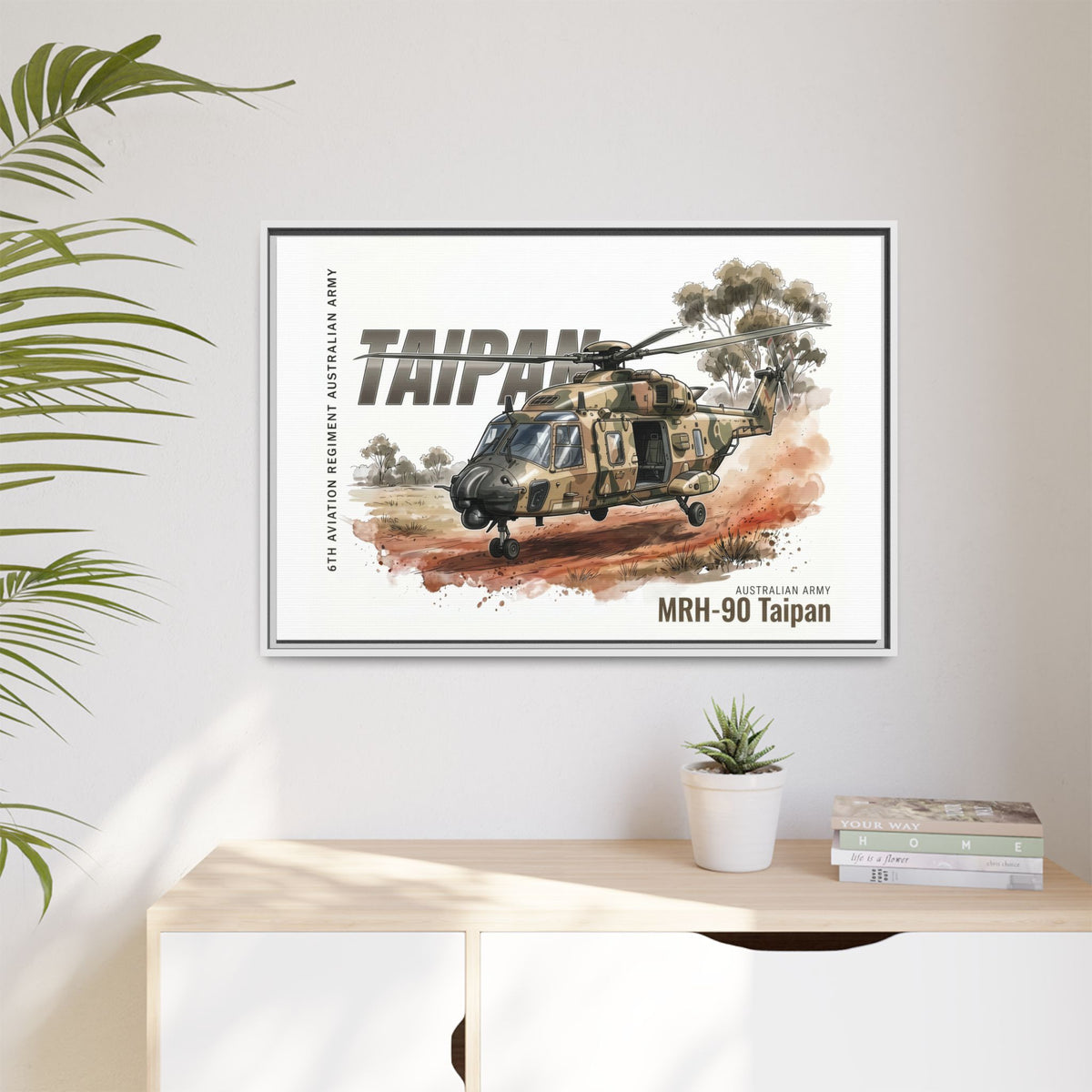 MRH-90 Taipan Helicopter Matte Canvas Framed Print — Australian Army Aviation Art