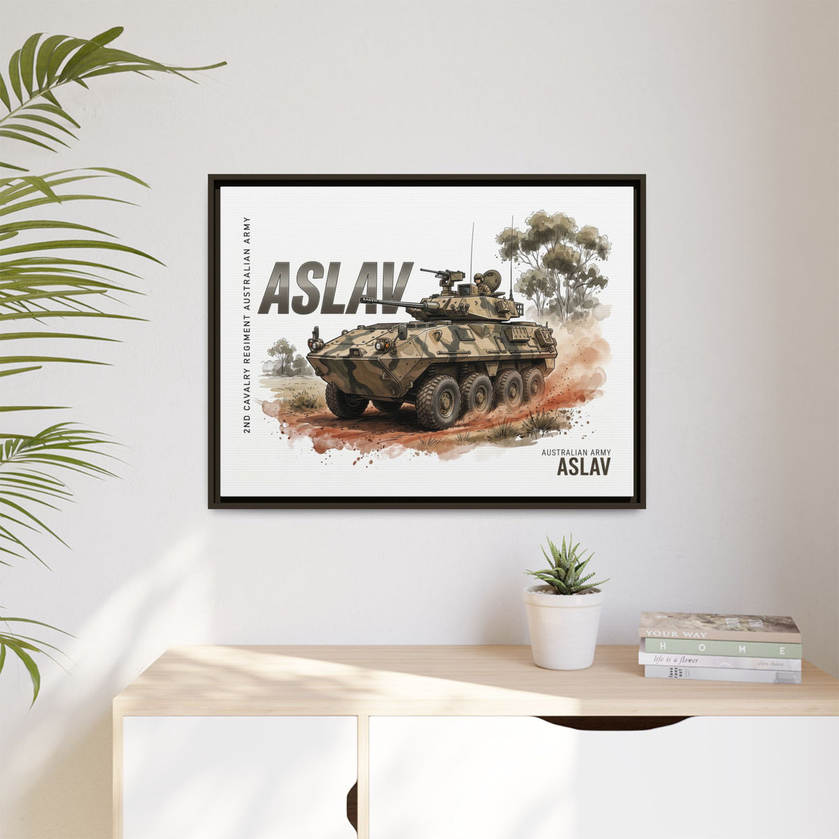 ASLAV Armored Vehicle Matte Canvas Framed Print — Australian Army Military Art