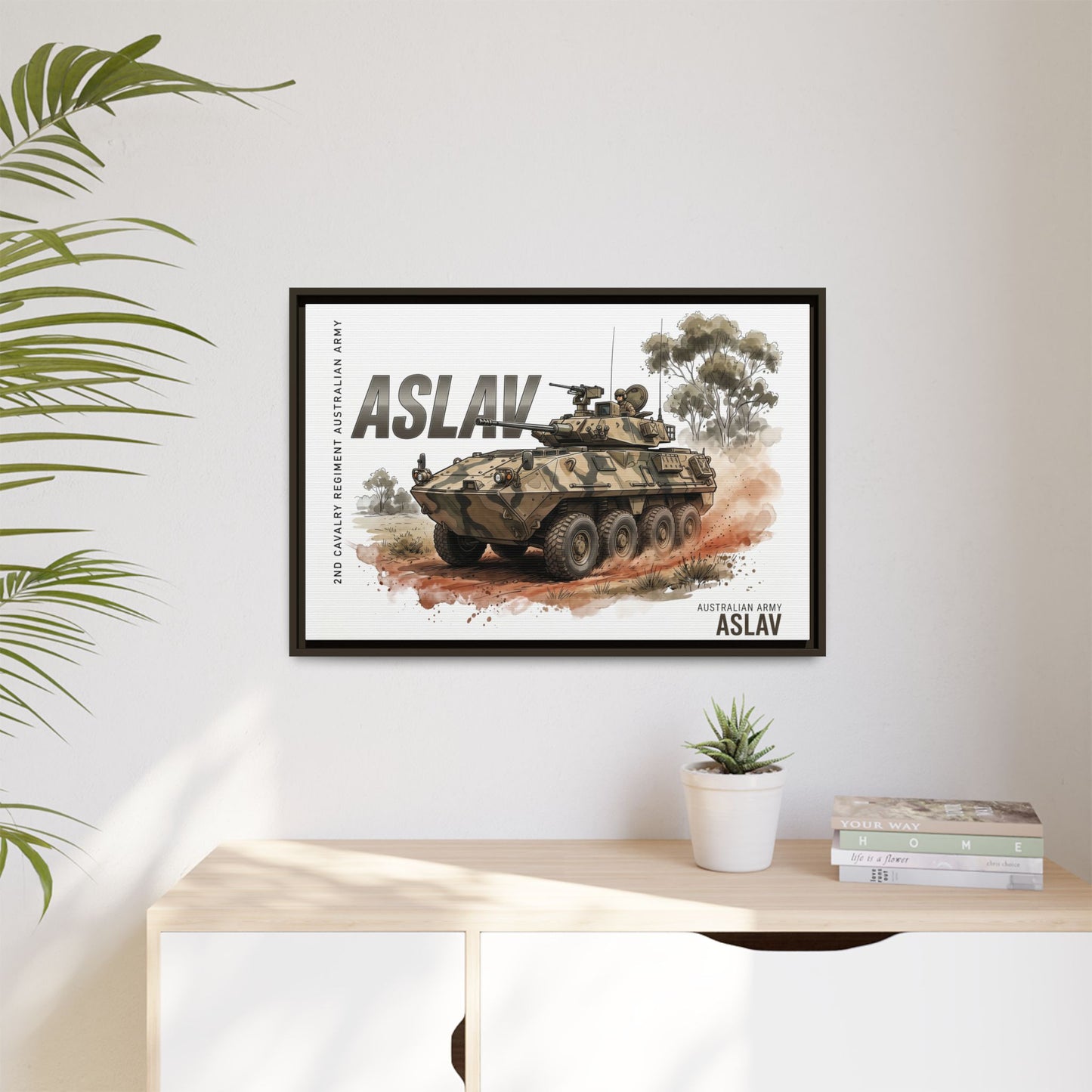 ASLAV Armored Vehicle Matte Canvas Framed Print — Australian Army Military Art