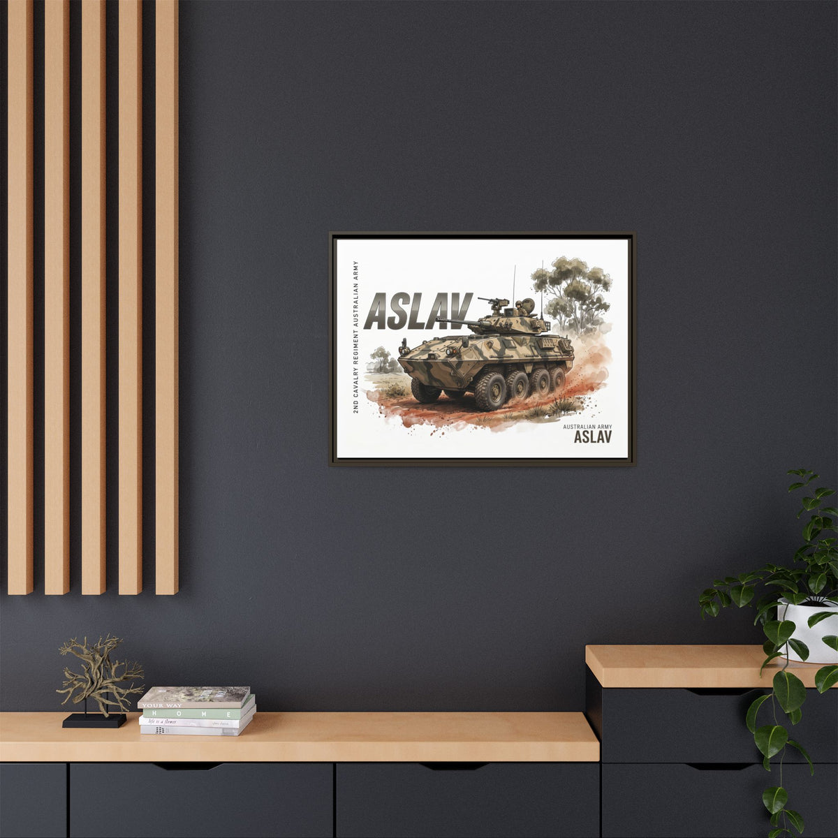 ASLAV Armored Vehicle Matte Canvas Framed Print — Australian Army Military Art