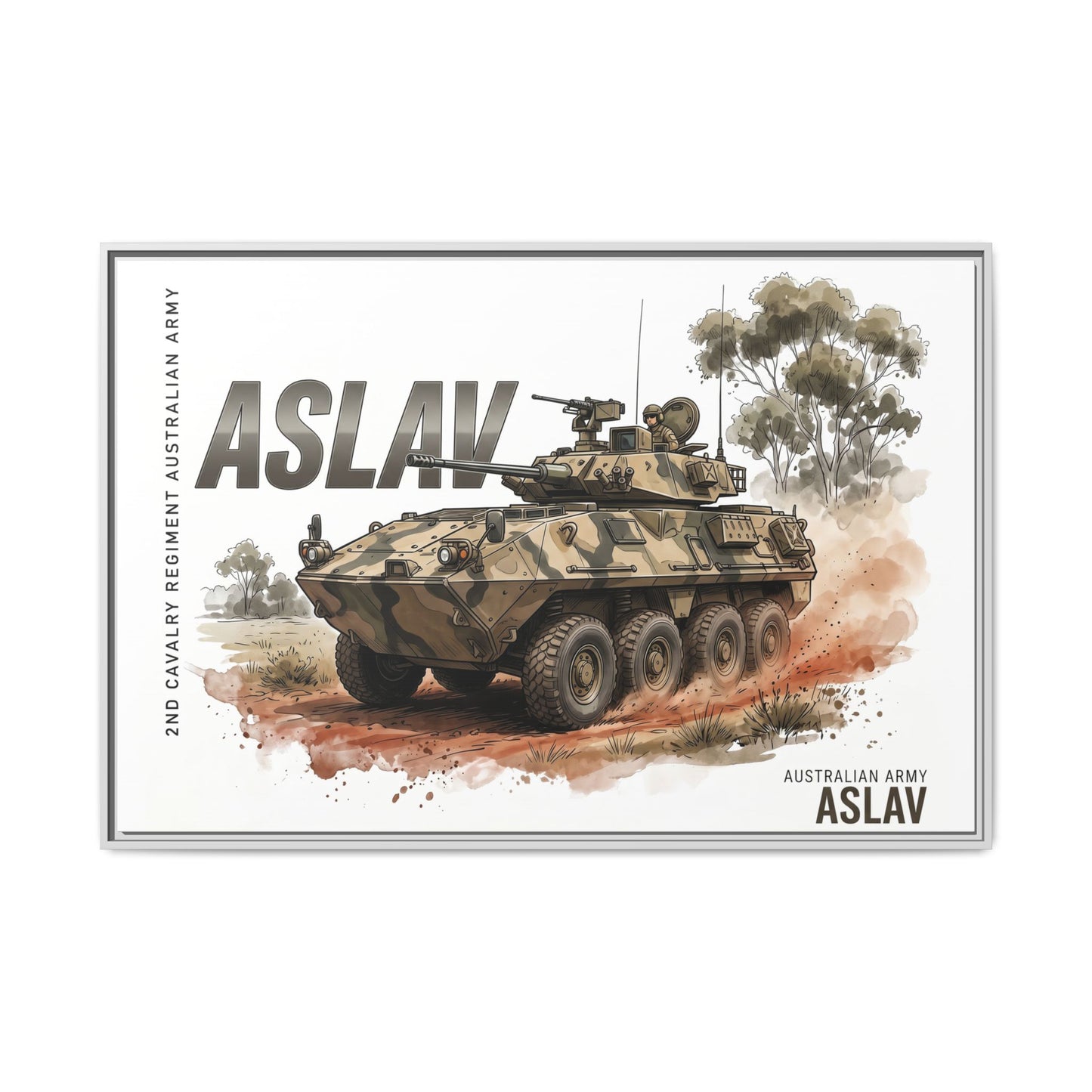 ASLAV Armored Vehicle Matte Canvas Framed Print — Australian Army Military Art