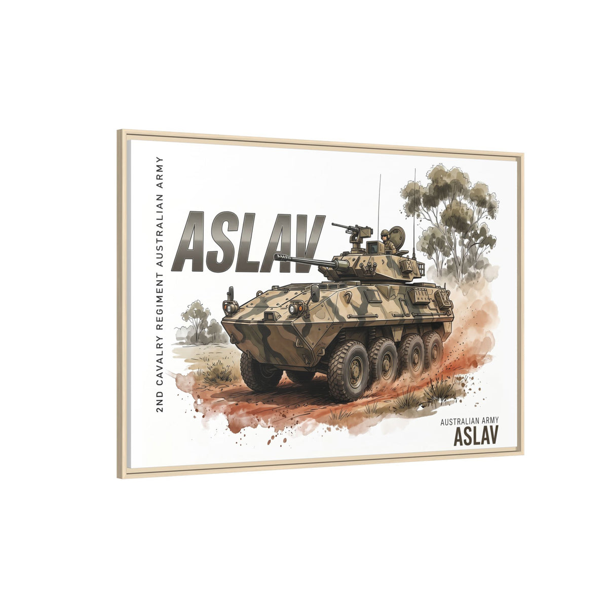 ASLAV Armored Vehicle Matte Canvas Framed Print — Australian Army Military Art