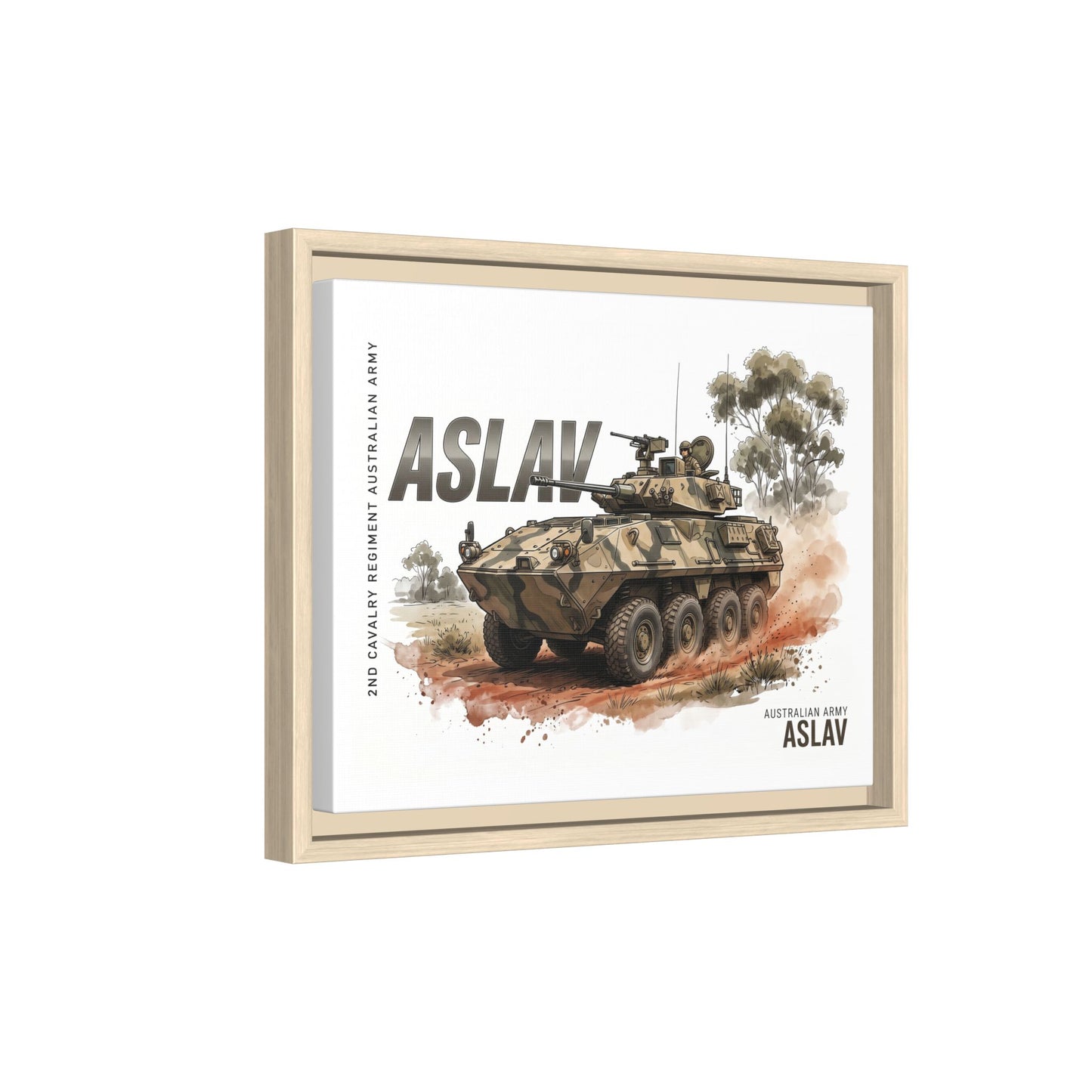 ASLAV Armored Vehicle Matte Canvas Framed Print — Australian Army Military Art