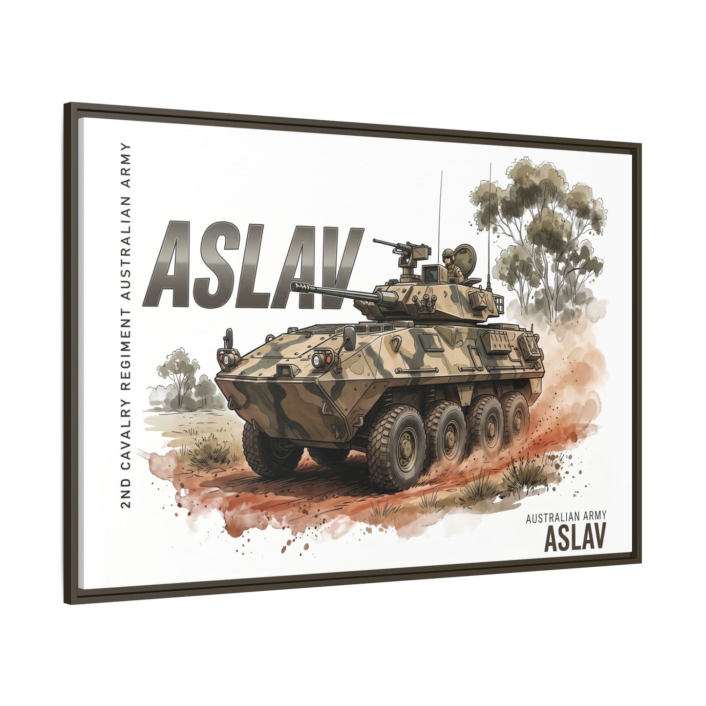 ASLAV Armored Vehicle Matte Canvas Framed Print — Australian Army Military Art