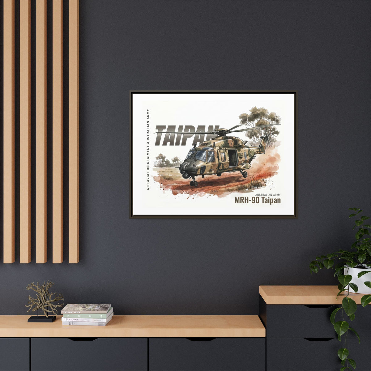 MRH-90 Taipan Helicopter Matte Canvas Framed Print — Australian Army Aviation Art