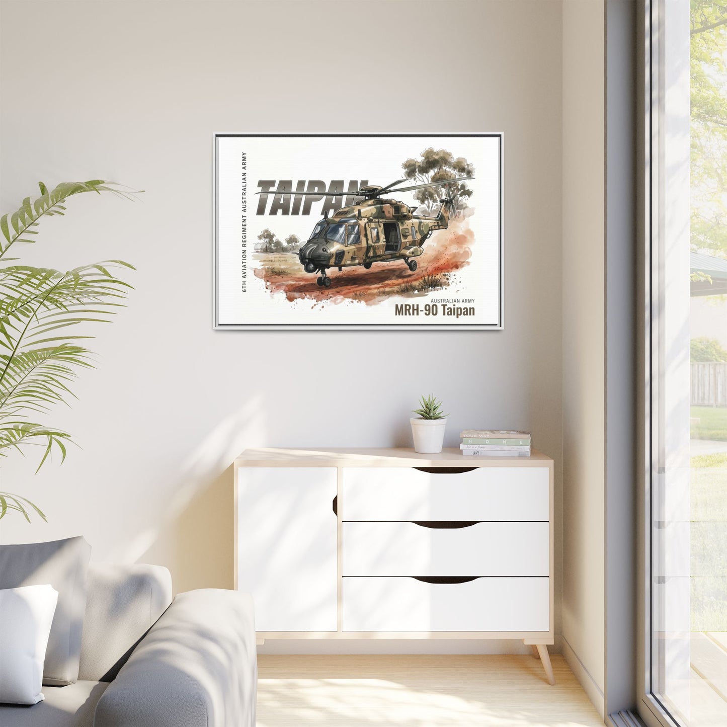 MRH-90 Taipan Helicopter Matte Canvas Framed Print — Australian Army Aviation Art