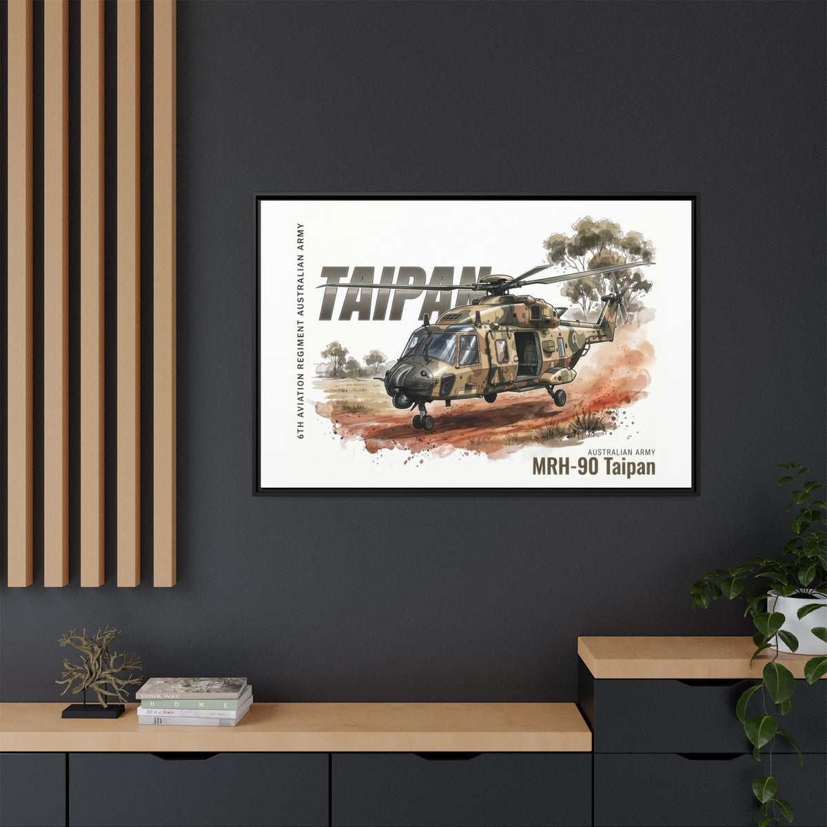 MRH-90 Taipan Helicopter Matte Canvas Framed Print — Australian Army Aviation Art