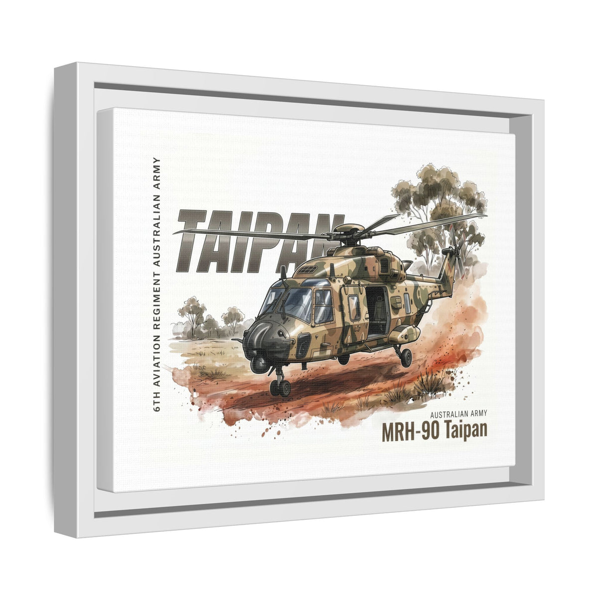MRH-90 Taipan Helicopter Matte Canvas Framed Print — Australian Army Aviation Art