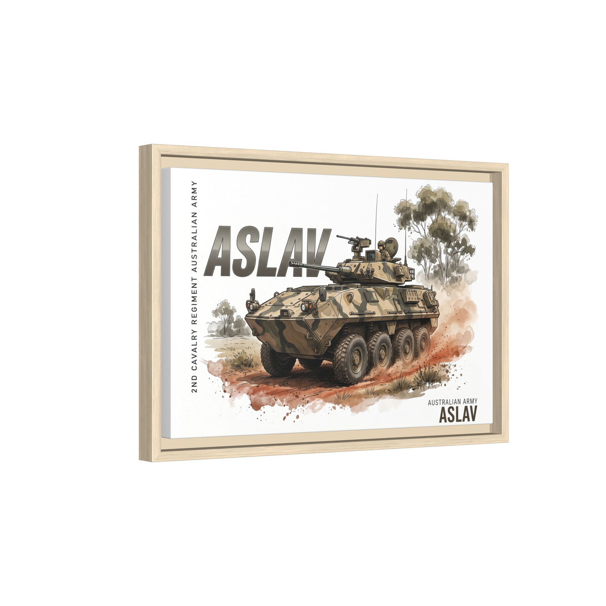 ASLAV Armored Vehicle Matte Canvas Framed Print — Australian Army Military Art
