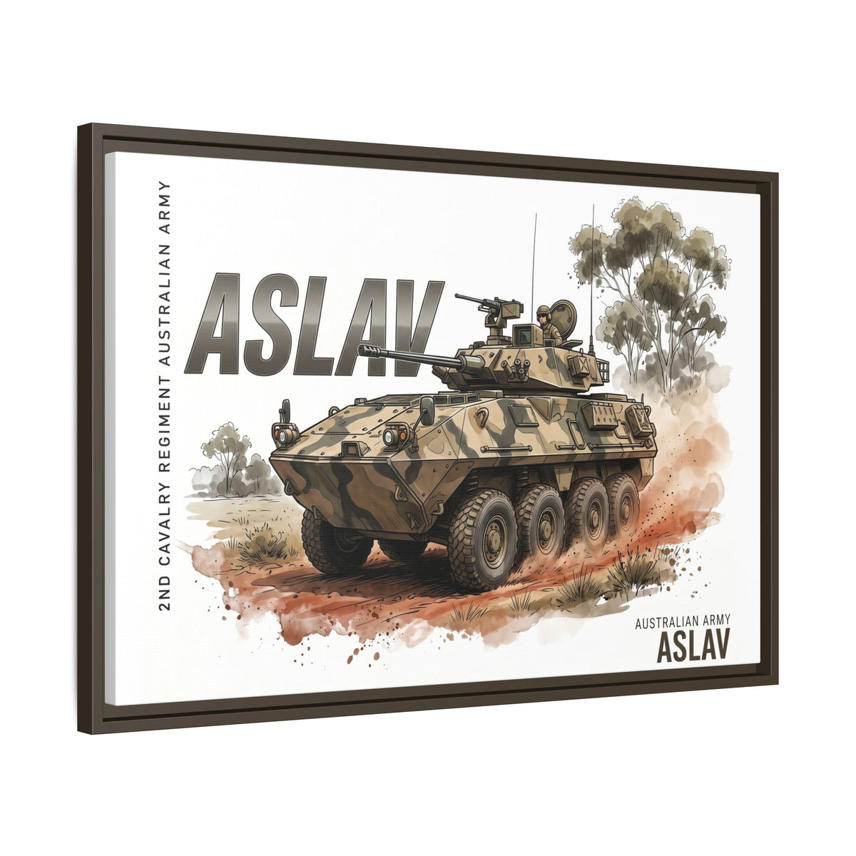 ASLAV Armored Vehicle Matte Canvas Framed Print — Australian Army Military Art