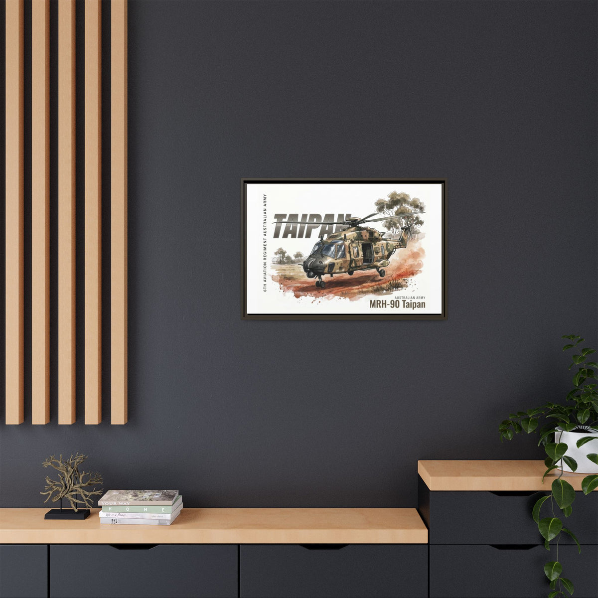 MRH-90 Taipan Helicopter Matte Canvas Framed Print — Australian Army Aviation Art
