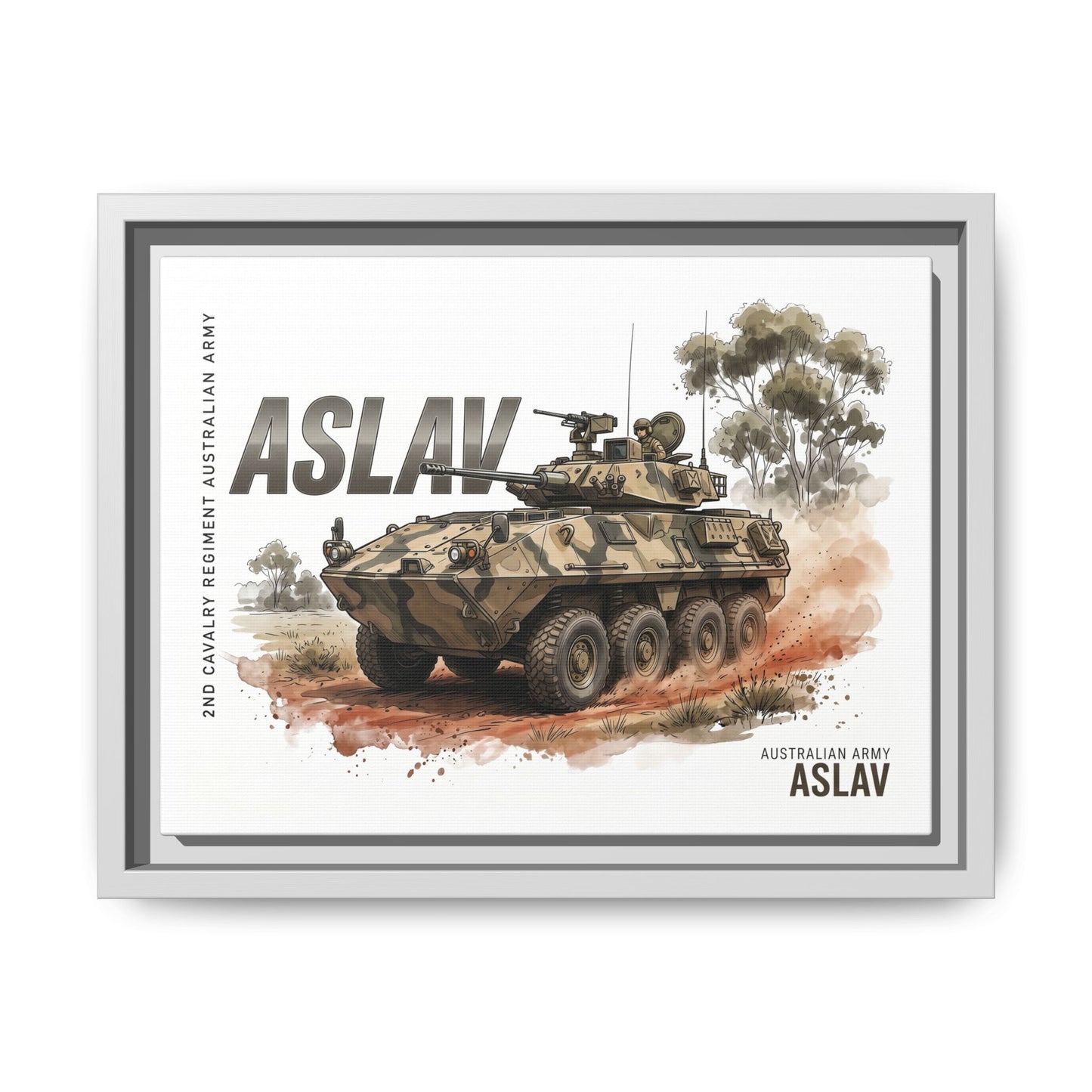 ASLAV Armored Vehicle Matte Canvas Framed Print — Australian Army Military Art