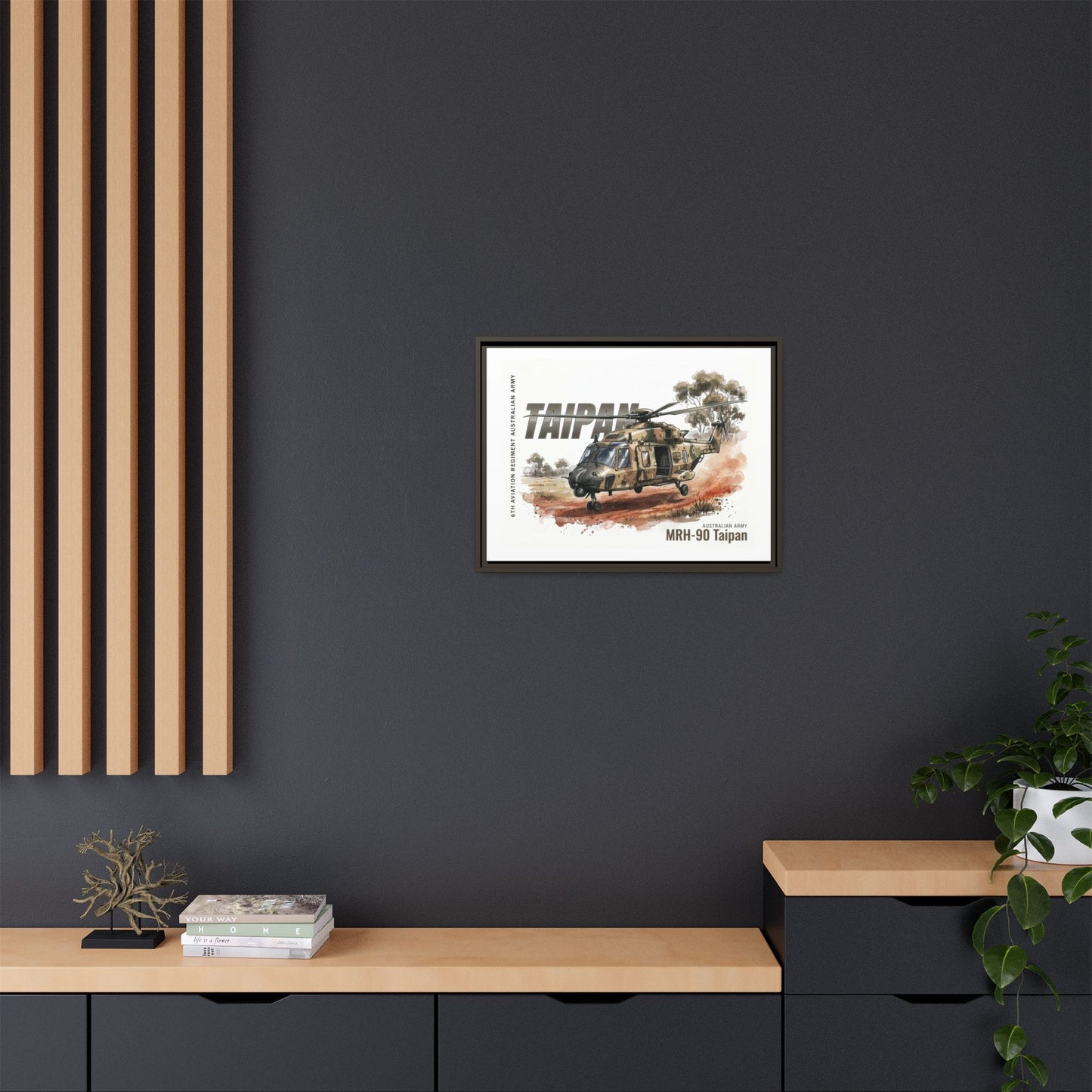 MRH-90 Taipan Helicopter Matte Canvas Framed Print — Australian Army Aviation Art