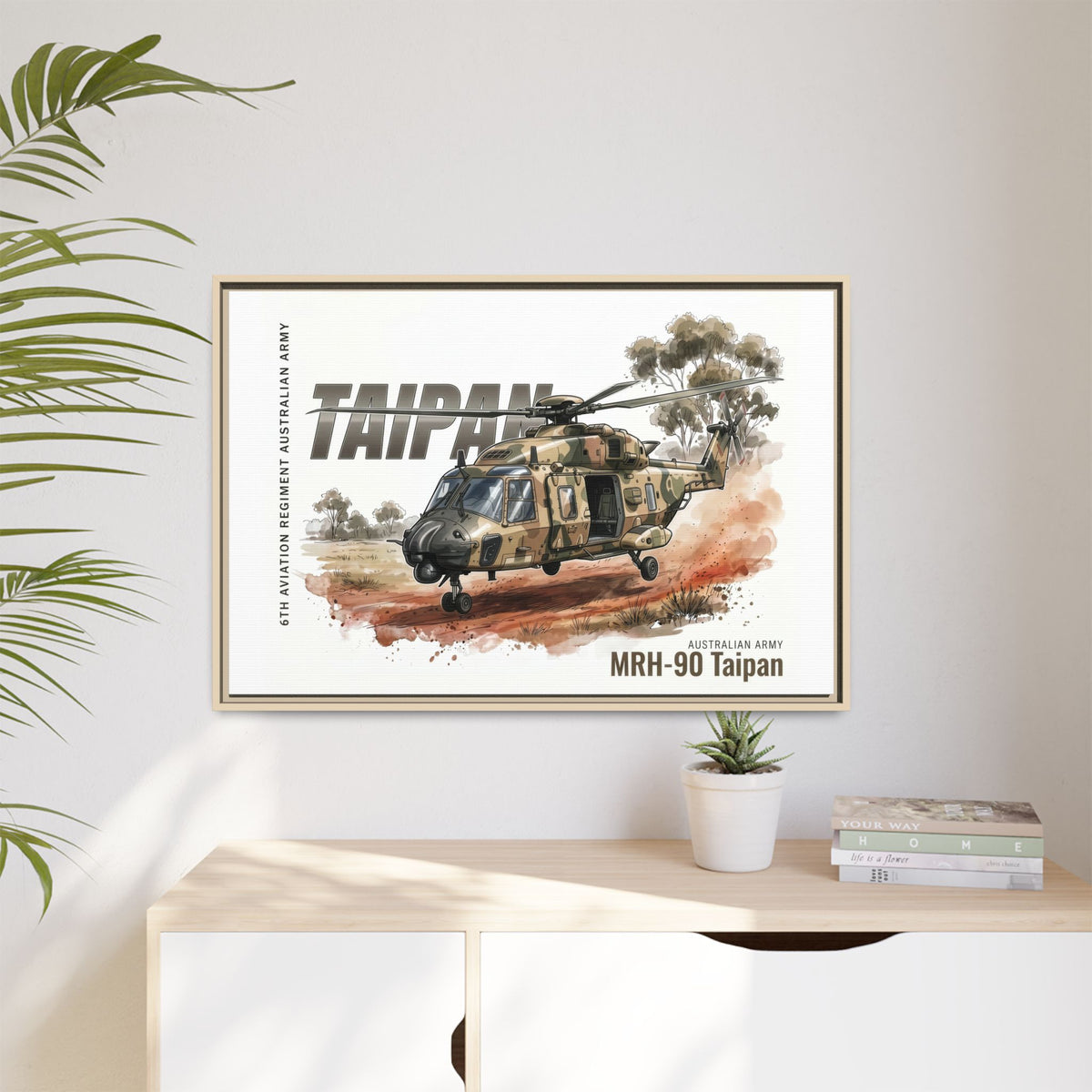 MRH-90 Taipan Helicopter Matte Canvas Framed Print — Australian Army Aviation Art