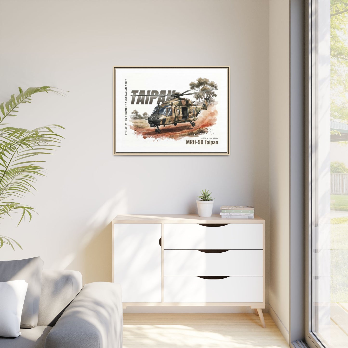 MRH-90 Taipan Helicopter Matte Canvas Framed Print — Australian Army Aviation Art