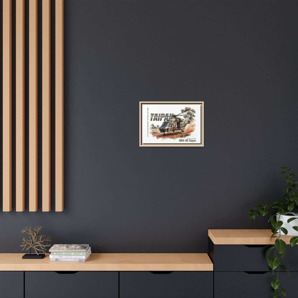 MRH-90 Taipan Helicopter Matte Canvas Framed Print — Australian Army Aviation Art