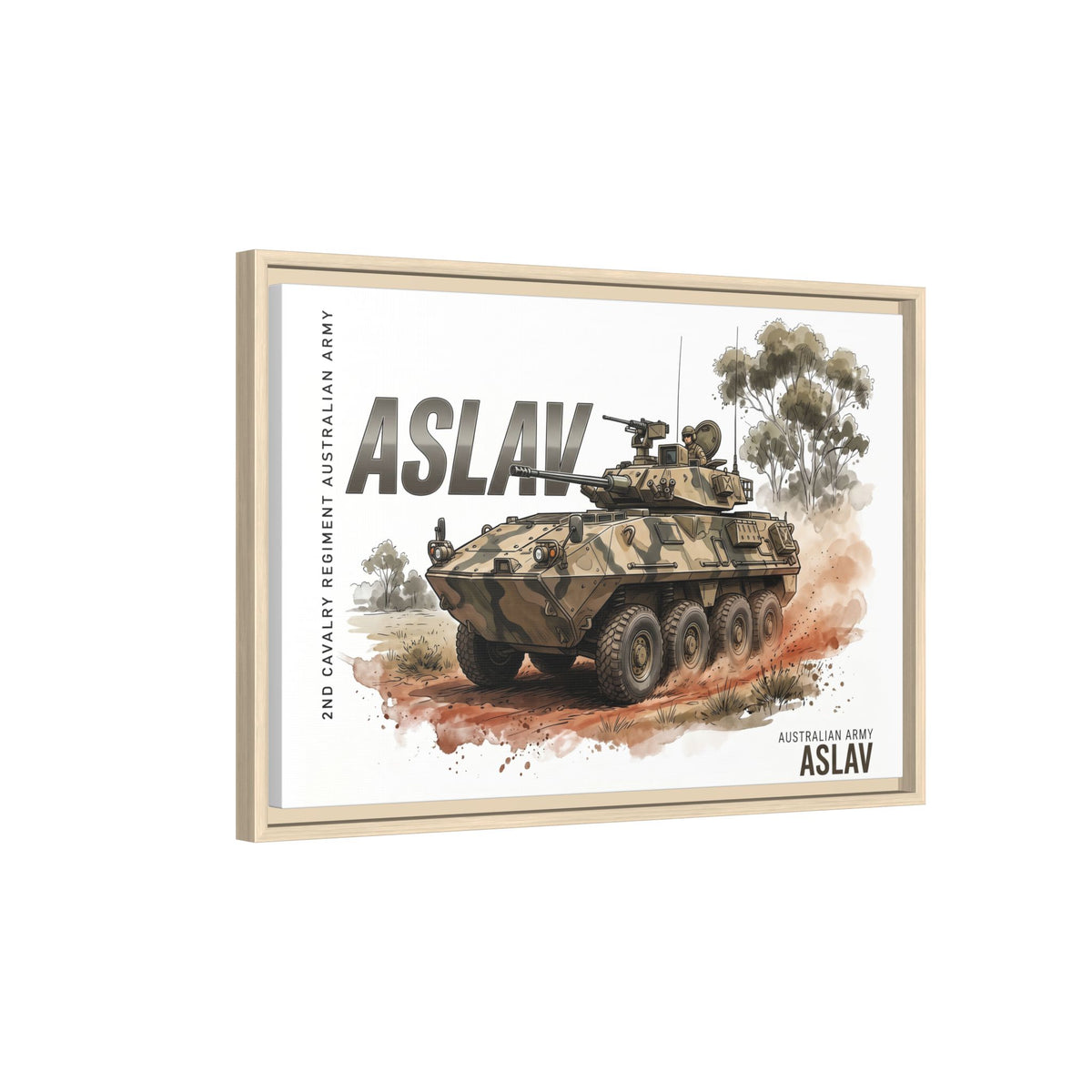 ASLAV Armored Vehicle Matte Canvas Framed Print — Australian Army Military Art