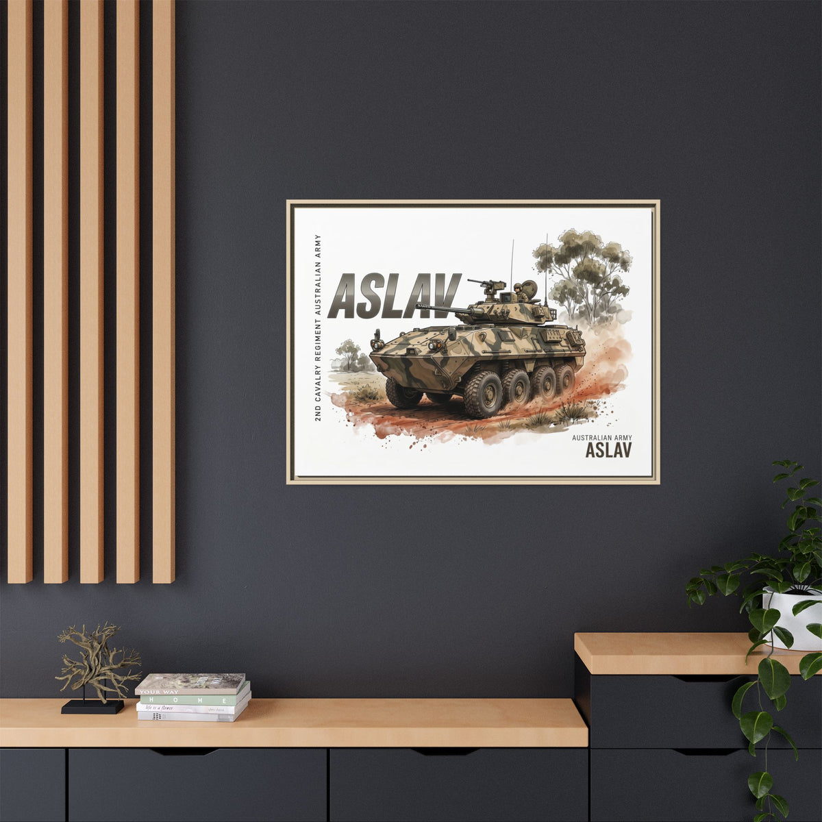 ASLAV Armored Vehicle Matte Canvas Framed Print — Australian Army Military Art