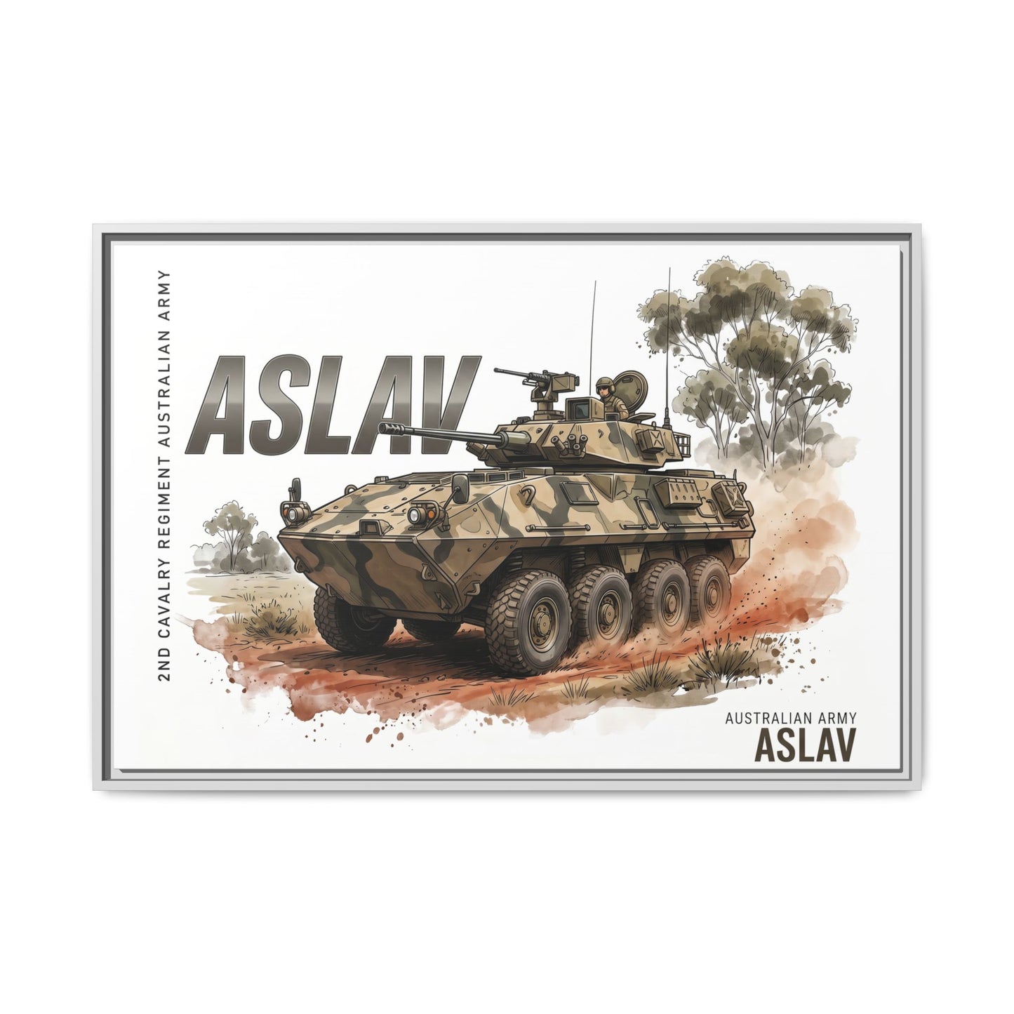 ASLAV Armored Vehicle Matte Canvas Framed Print — Australian Army Military Art