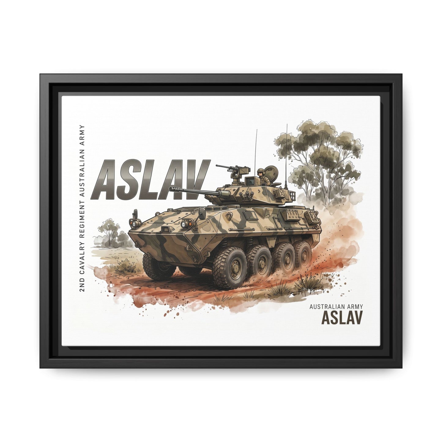 ASLAV Armored Vehicle Matte Canvas Framed Print — Australian Army Military Art