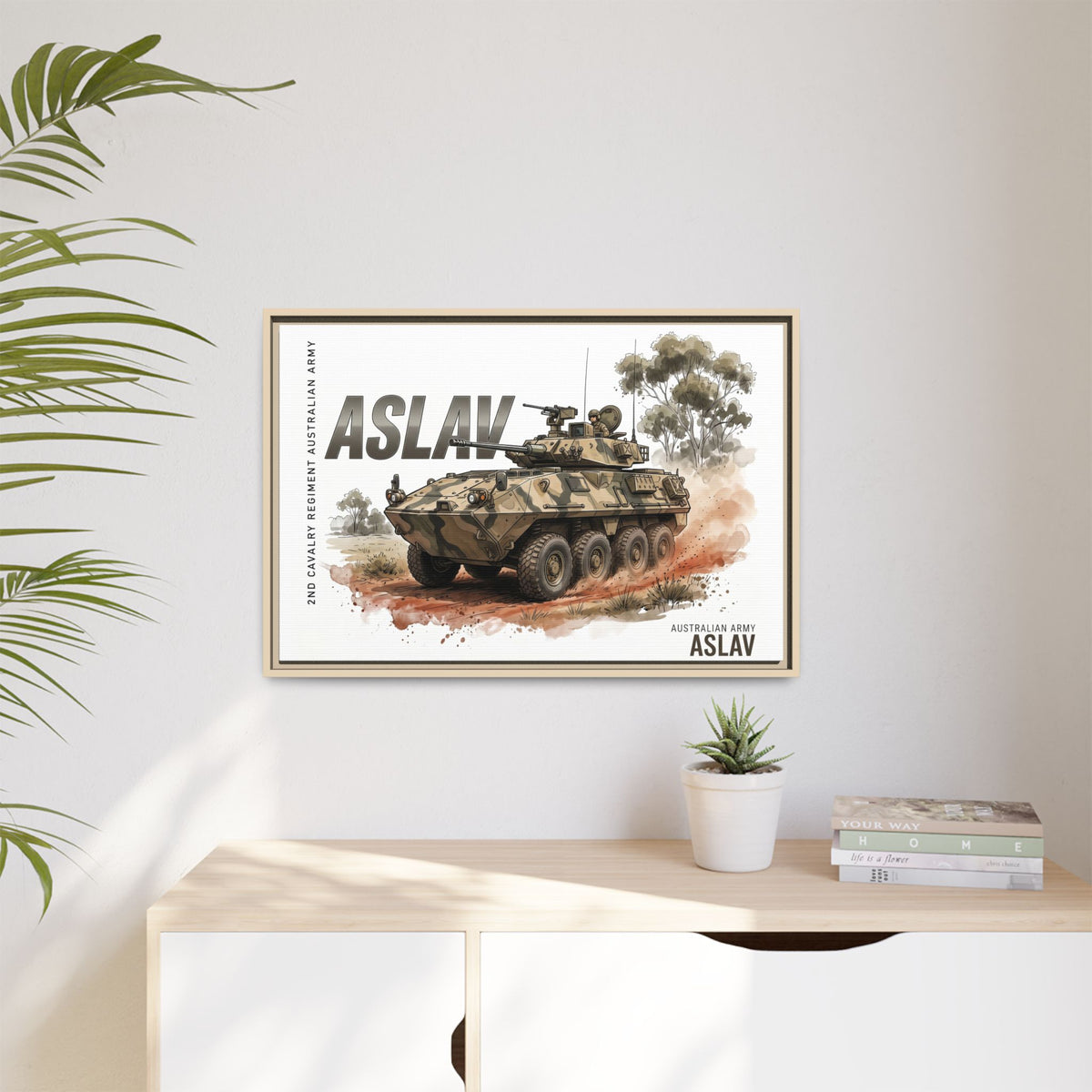 ASLAV Armored Vehicle Matte Canvas Framed Print — Australian Army Military Art