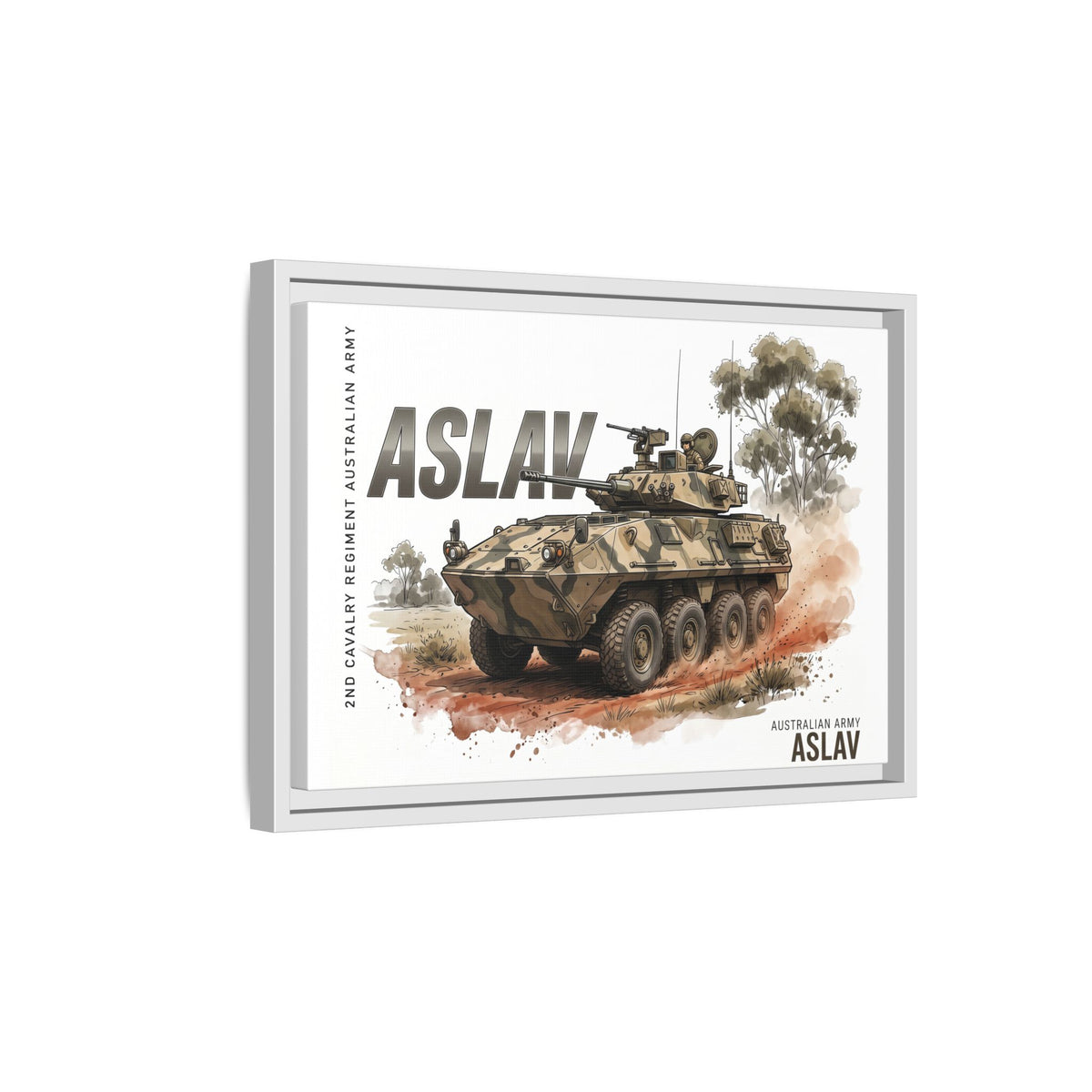 ASLAV Armored Vehicle Matte Canvas Framed Print — Australian Army Military Art