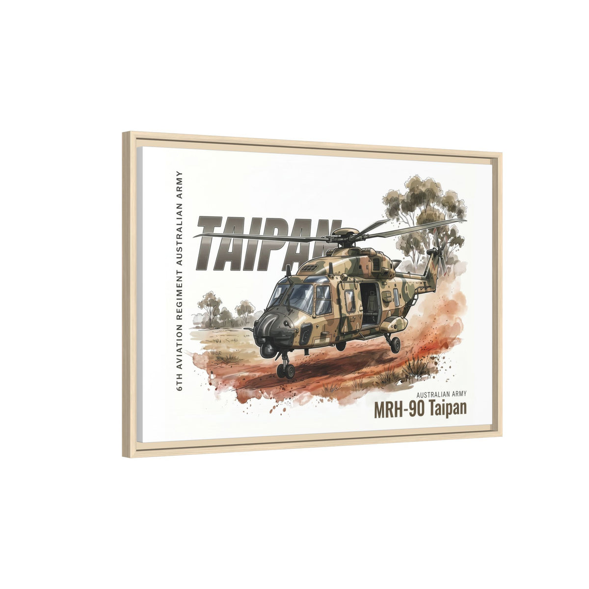 MRH-90 Taipan Helicopter Matte Canvas Framed Print — Australian Army Aviation Art
