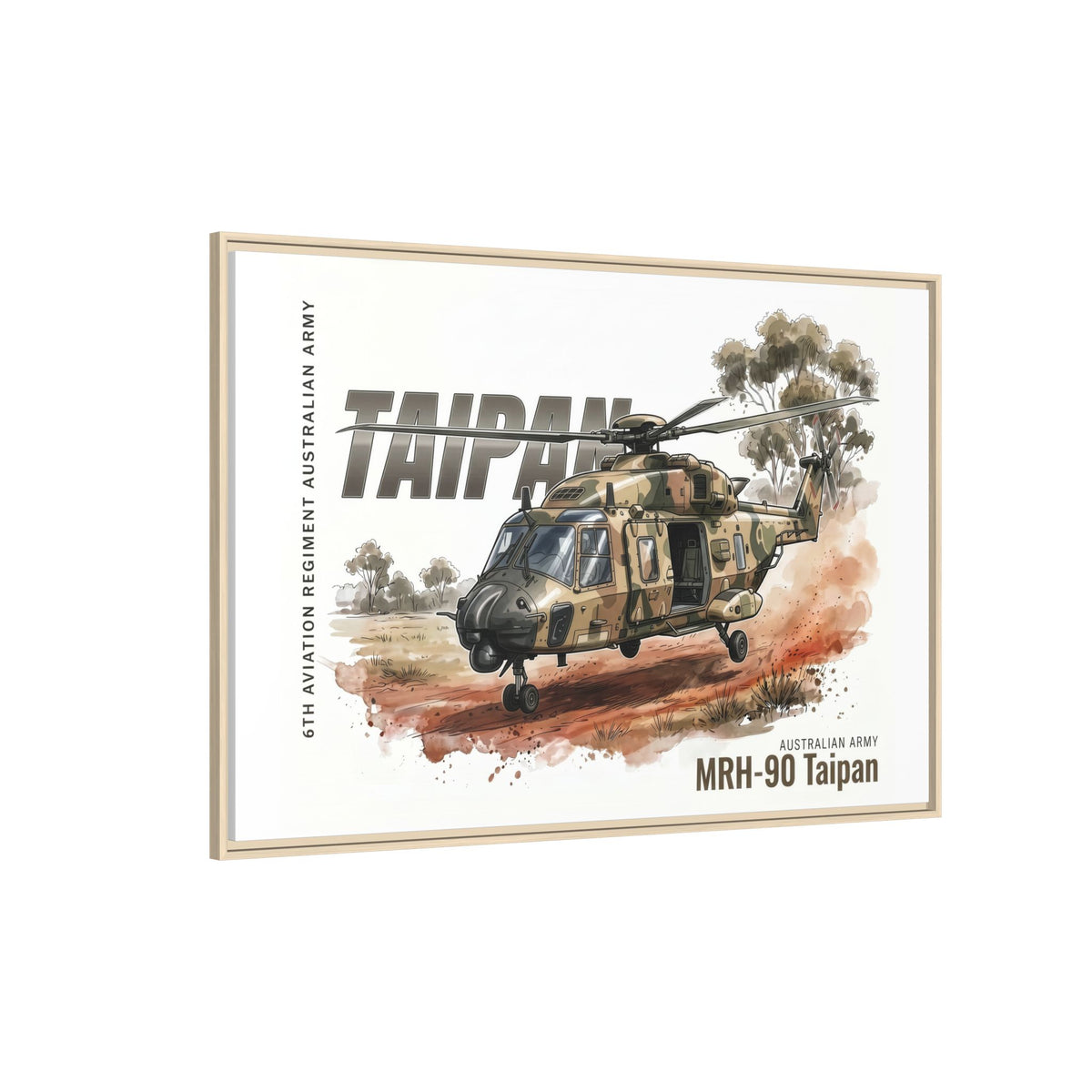 MRH-90 Taipan Helicopter Matte Canvas Framed Print — Australian Army Aviation Art