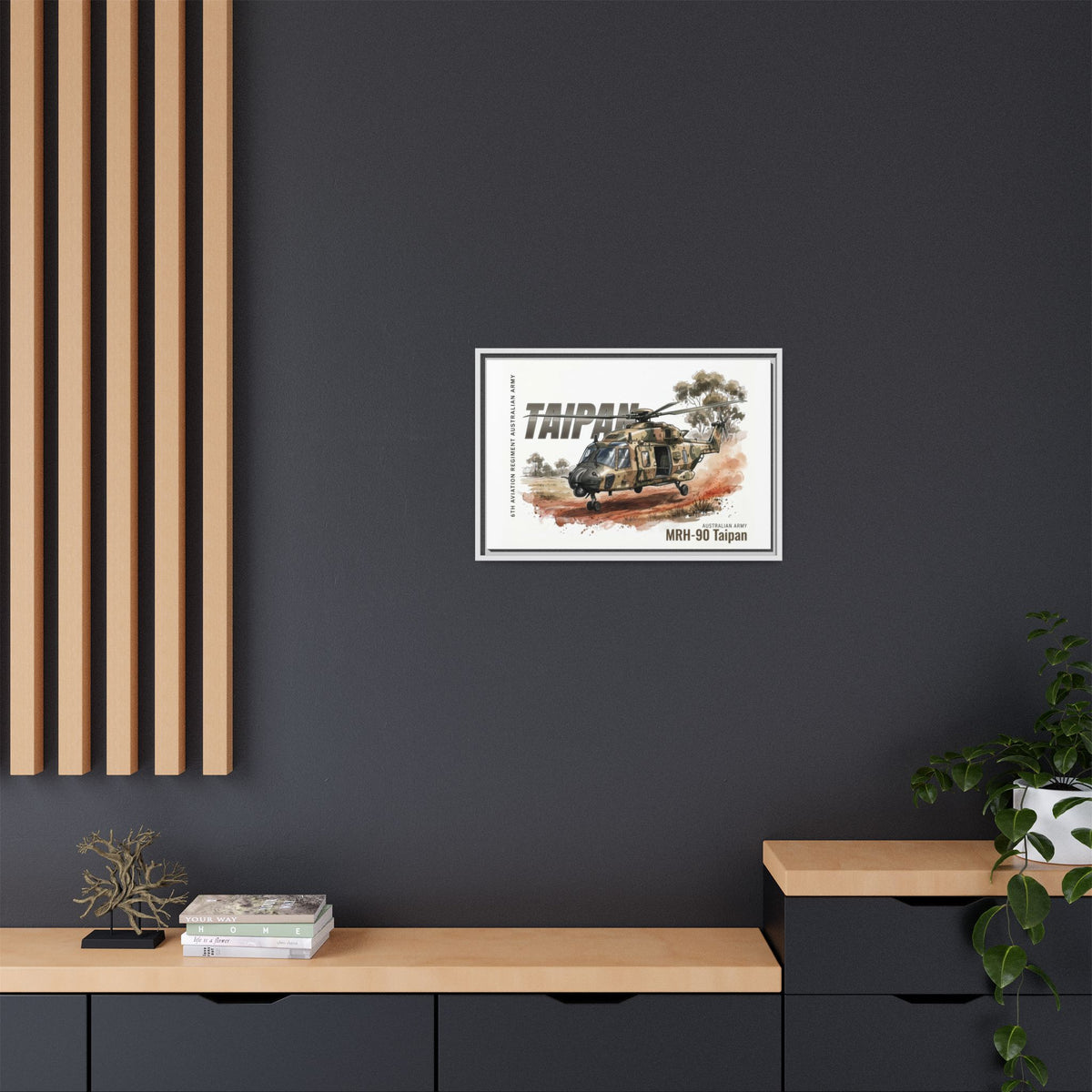 MRH-90 Taipan Helicopter Matte Canvas Framed Print — Australian Army Aviation Art