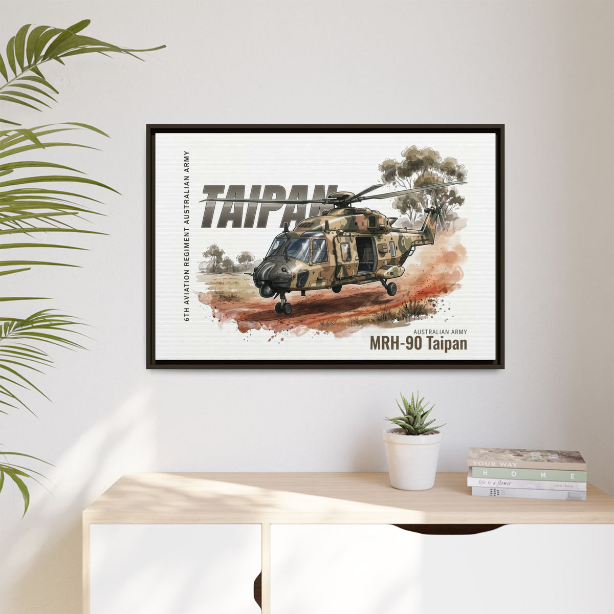 MRH-90 Taipan Helicopter Matte Canvas Framed Print — Australian Army Aviation Art