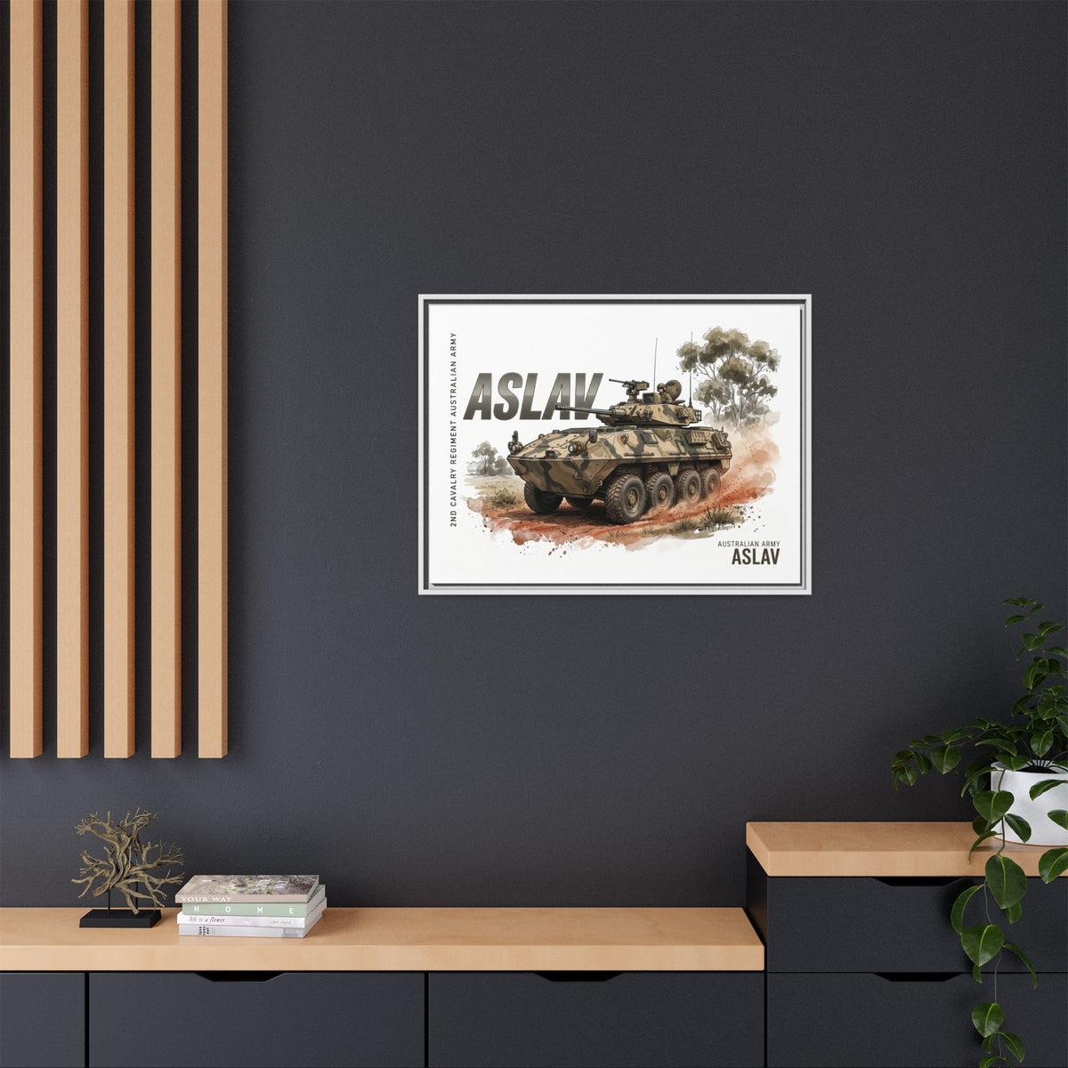 ASLAV Armored Vehicle Matte Canvas Framed Print — Australian Army Military Art