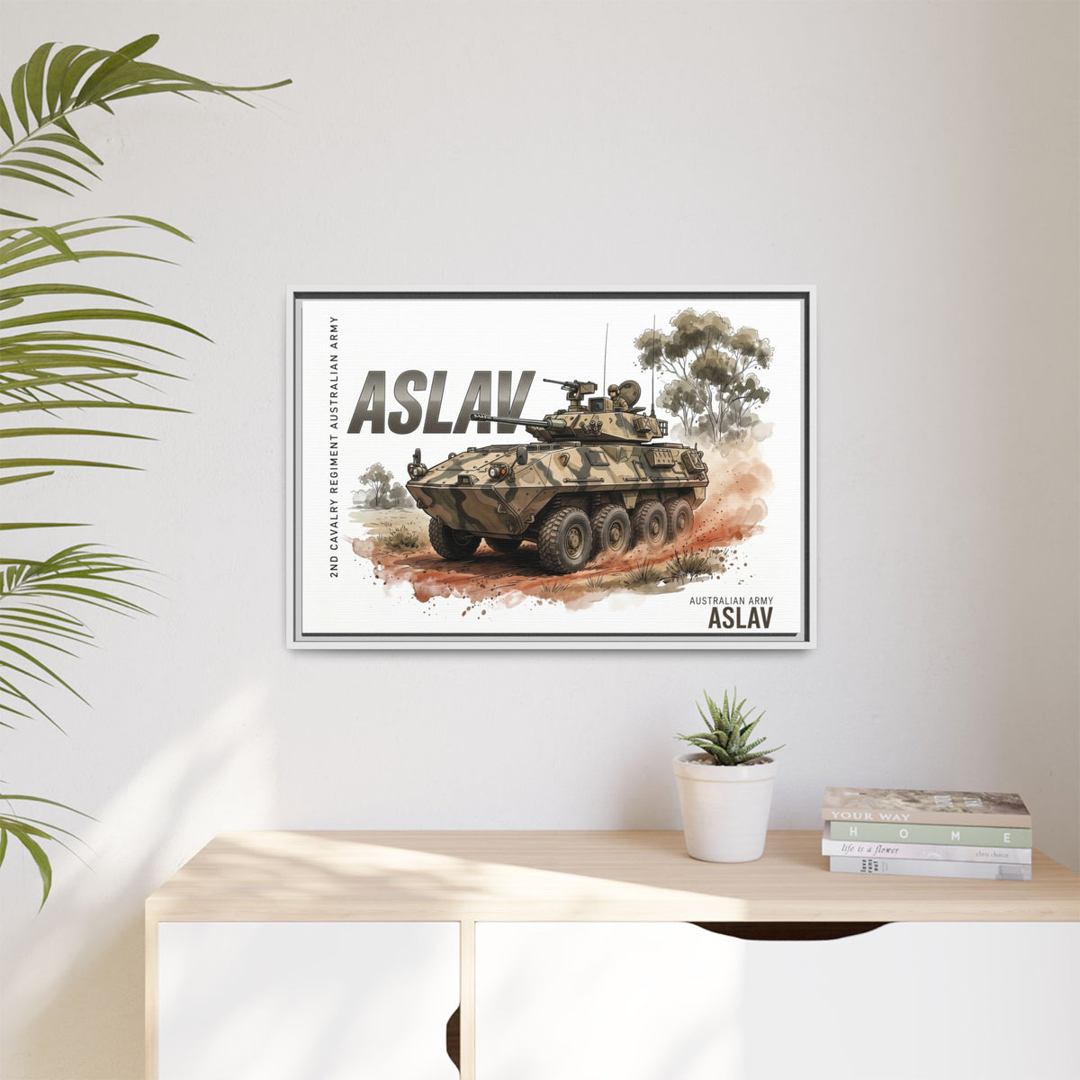 ASLAV Armored Vehicle Matte Canvas Framed Print — Australian Army Military Art