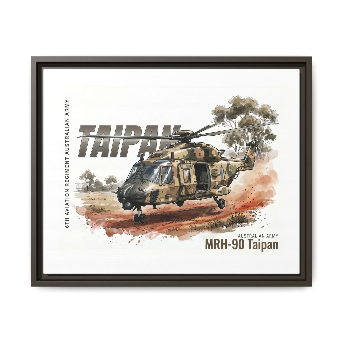 MRH-90 Taipan Helicopter Matte Canvas Framed Print — Australian Army Aviation Art